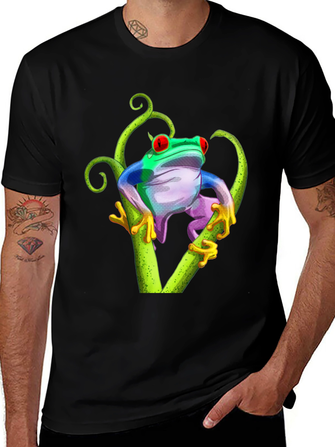 Variant 8 of Frog Graphic Tee - Quirky Red-Eyed Tree Frog Design