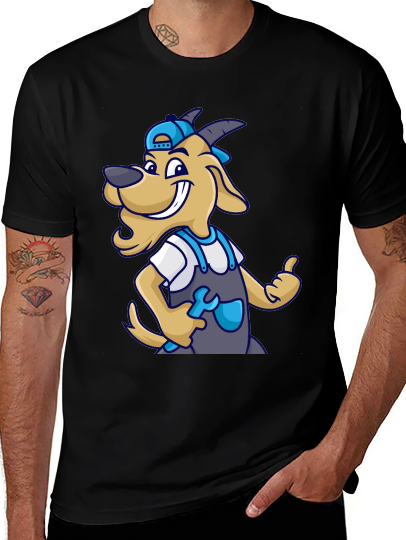 Variant 17 of Goat Mechanic T-Shirt - Cartoon Graphic Tee