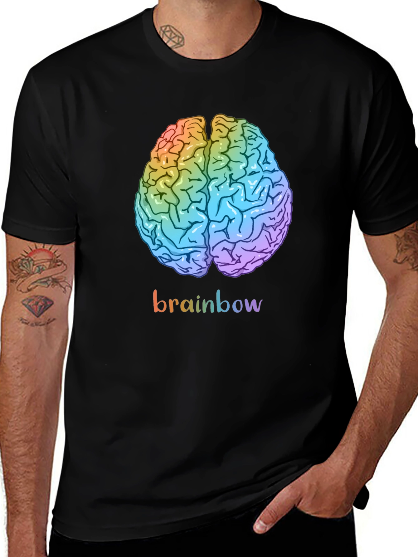 Variant 25 of Rainbow Brain Graphic Tee - Unisex Cotton T-Shirt