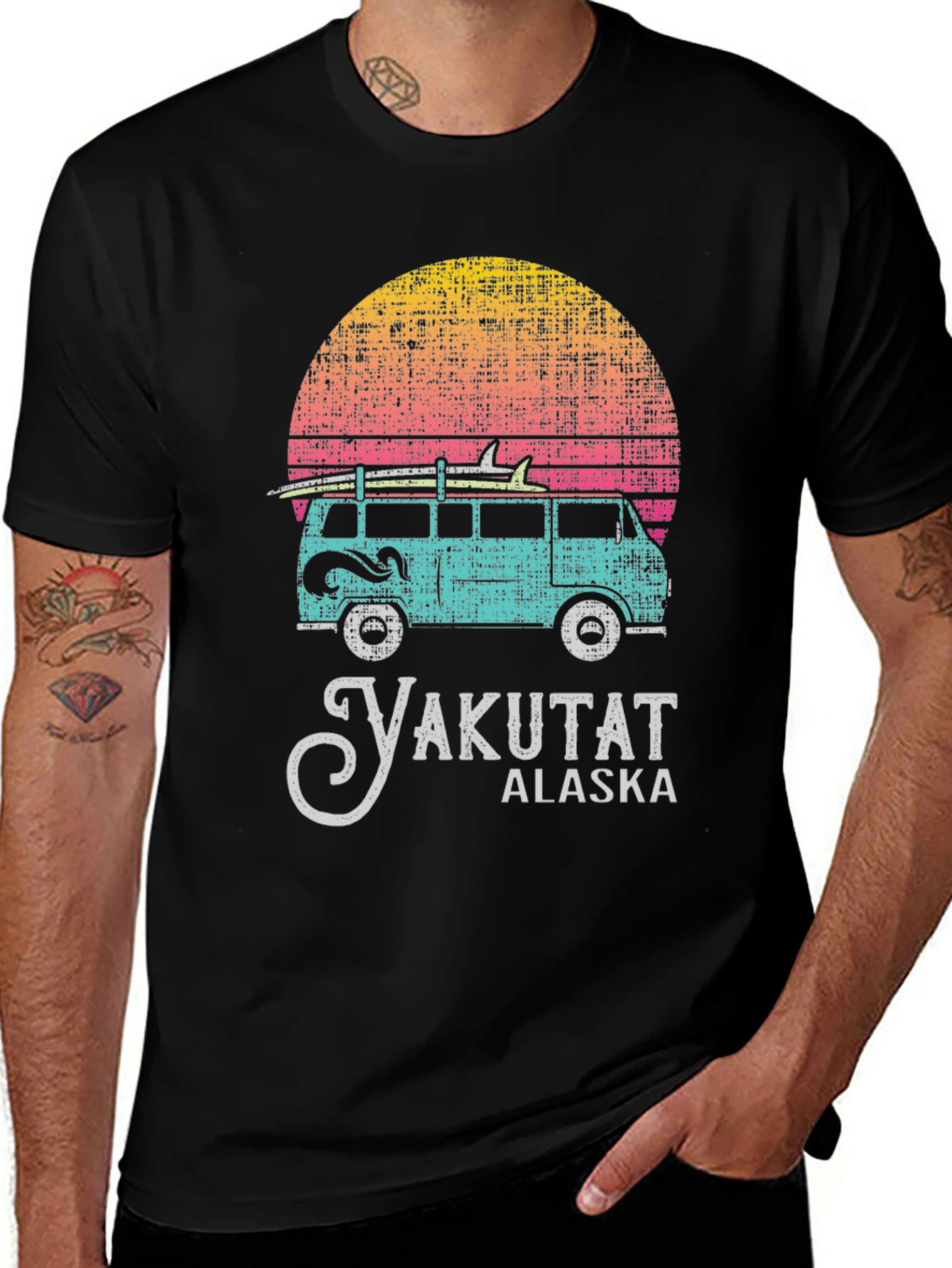 Yakutat Alaska Retro Sunset Van Surf T-Shirt