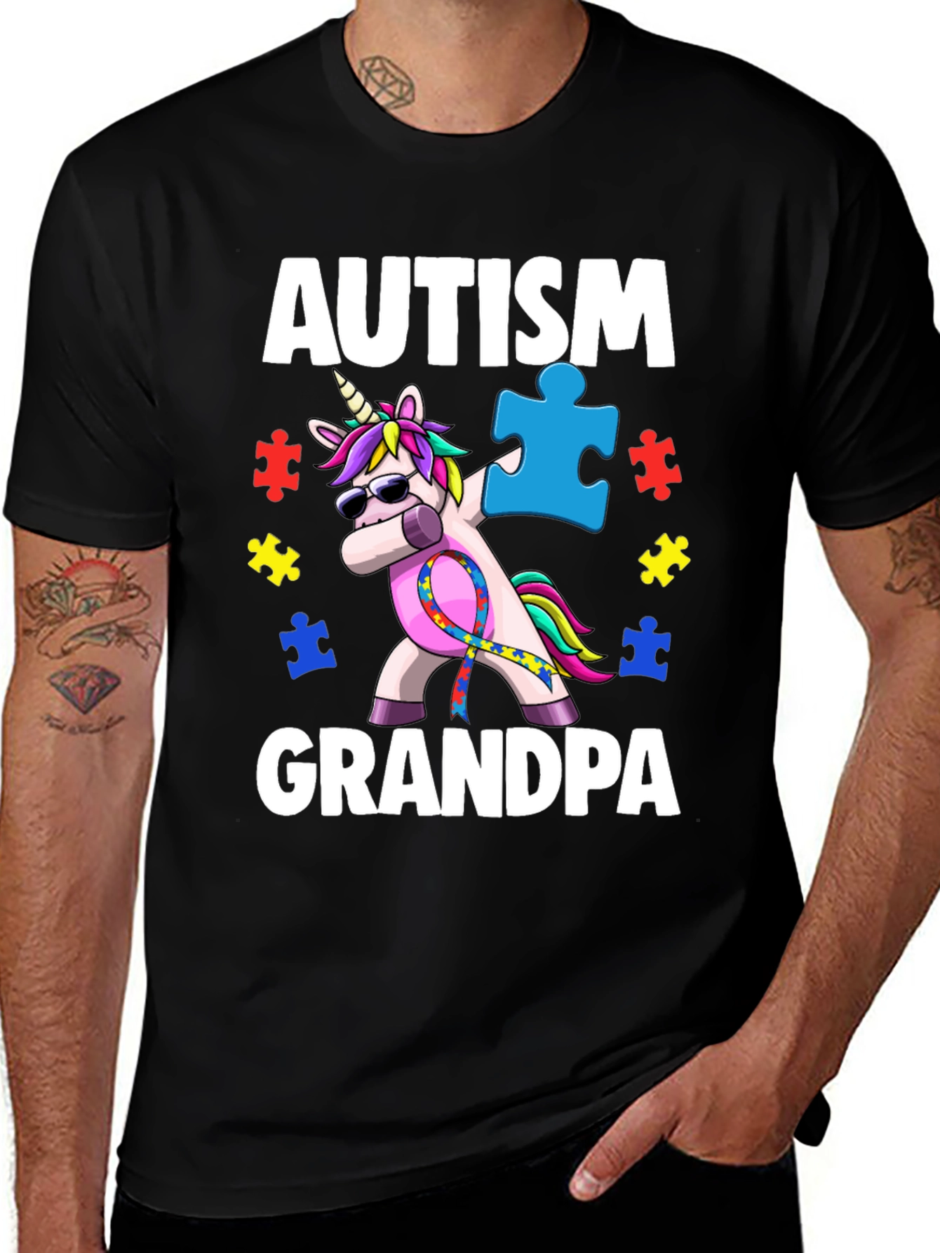Autism Grandpa Unicorn T-Shirt