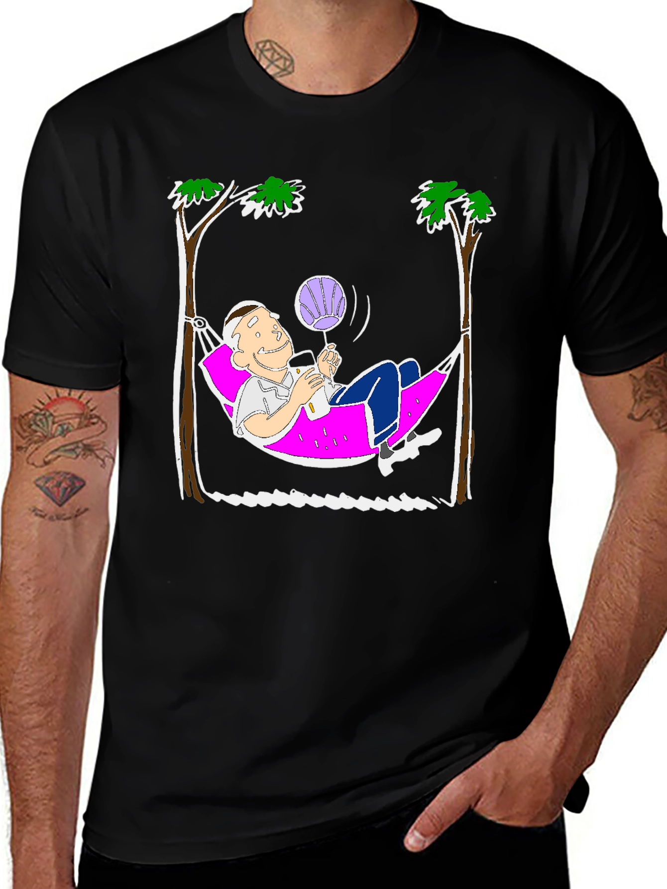 Variant 20 of Hammock Time T-Shirt - Relaxed Cartoon Design