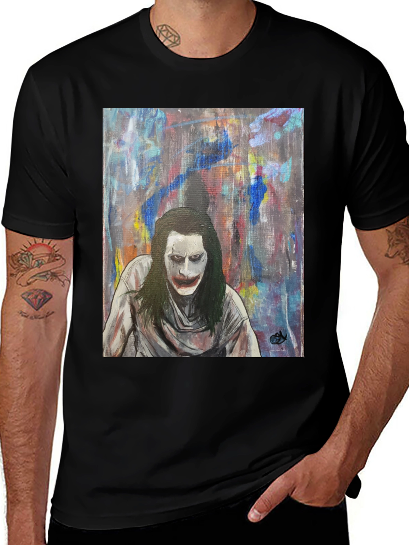 Variant 23 of Joker Art Graphic Tee - Mens Black T-Shirt