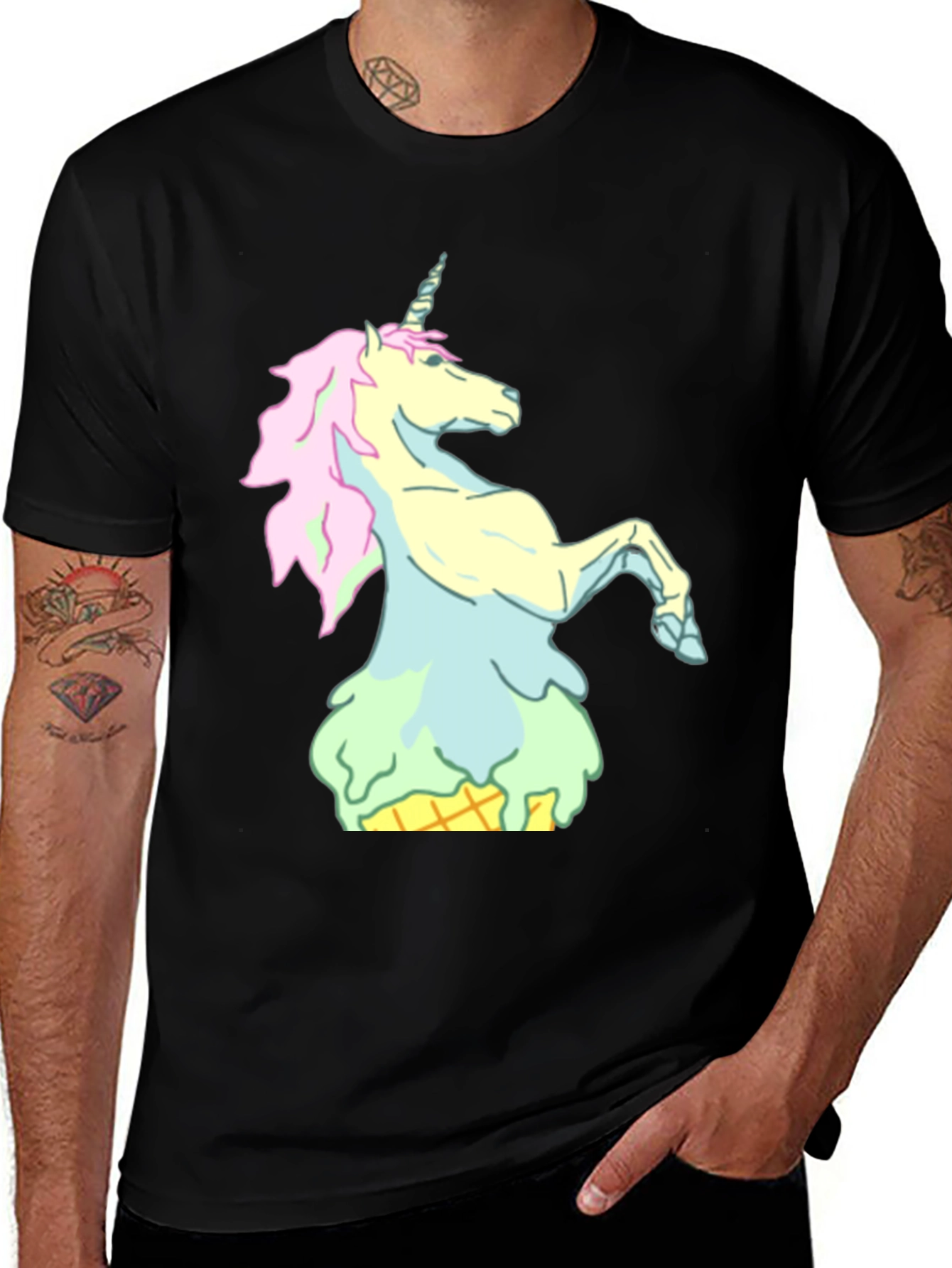 Variant 30 of Unicorn Ice Cream T-Shirt - Black