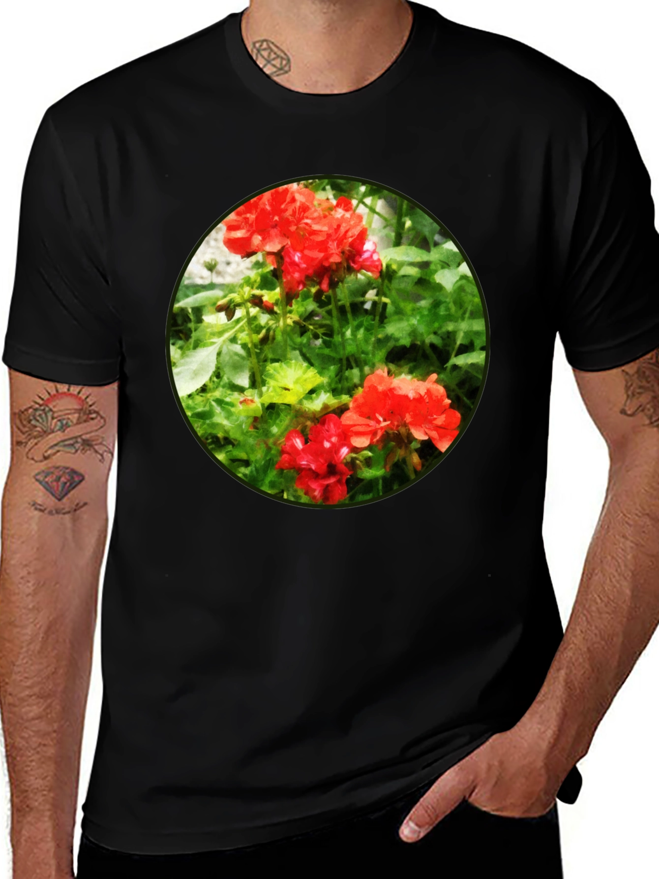 Variant 29 of Floral Graphic Tee - Red Flower Design