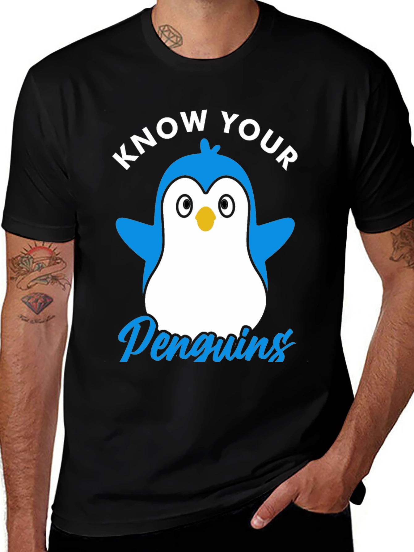 Variant 19 of Know Your Penguins Graphic Tee - Black Cotton T-Shirt