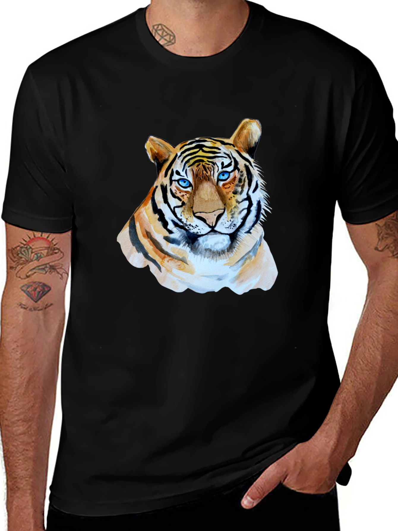 Variant 12 of Tiger Graphic Print Black T-Shirt