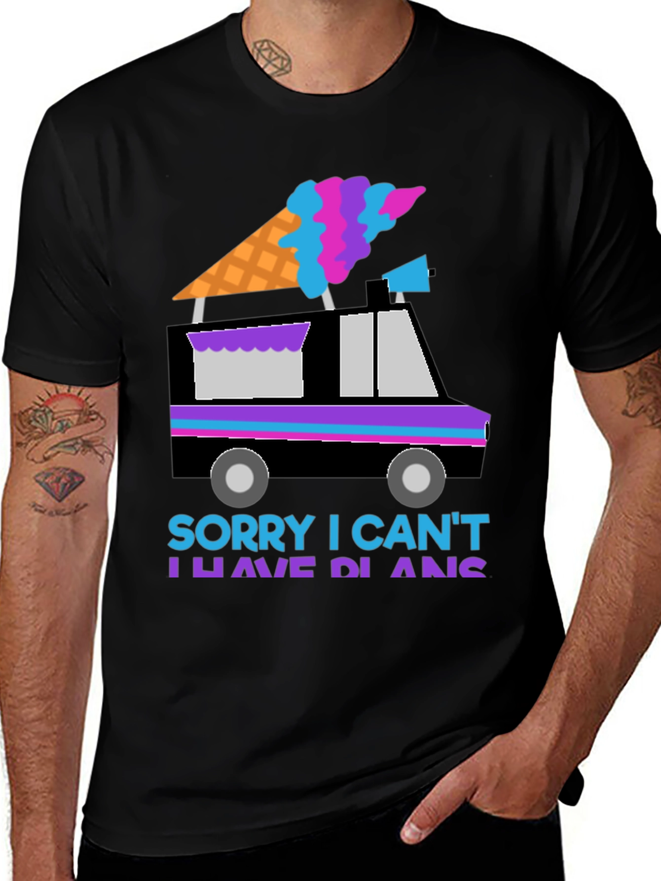 Variant 29 of Ice Cream Truck Graphic Tee - Sorry I Can't, Plans!
