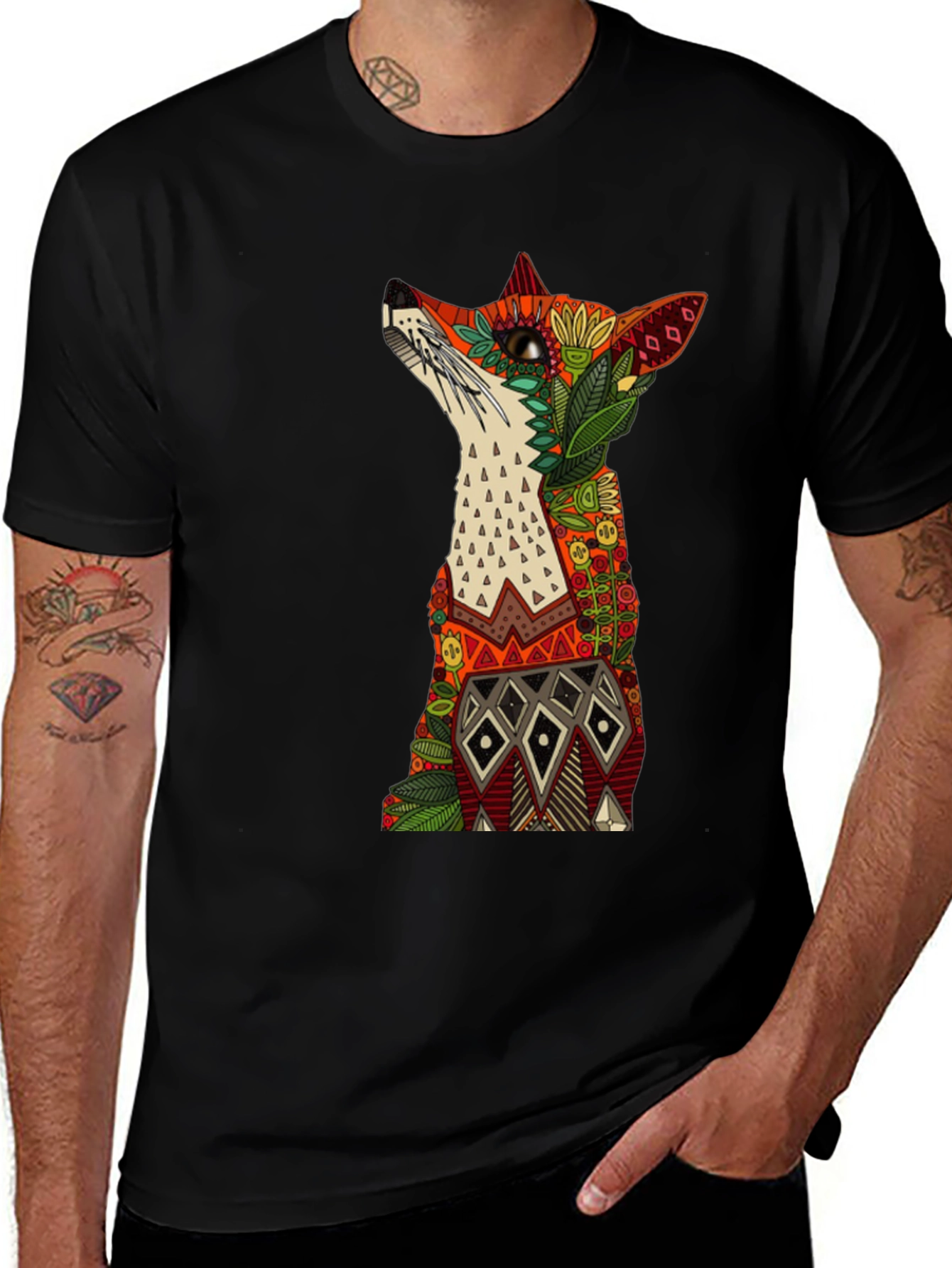 Variant 18 of Fox Graphic Print Men's Black T-Shirt