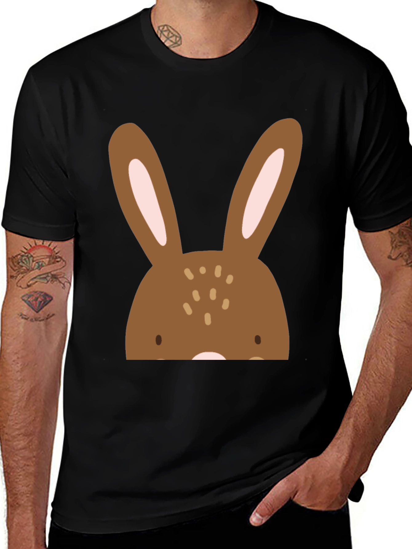 Variant 28 of Bunny Graphic Black T-Shirt - Easter Ready!