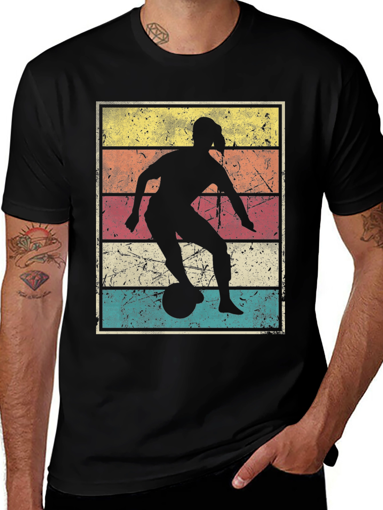 Retro Soccer Girl T-Shirt - Distressed Graphic Tee