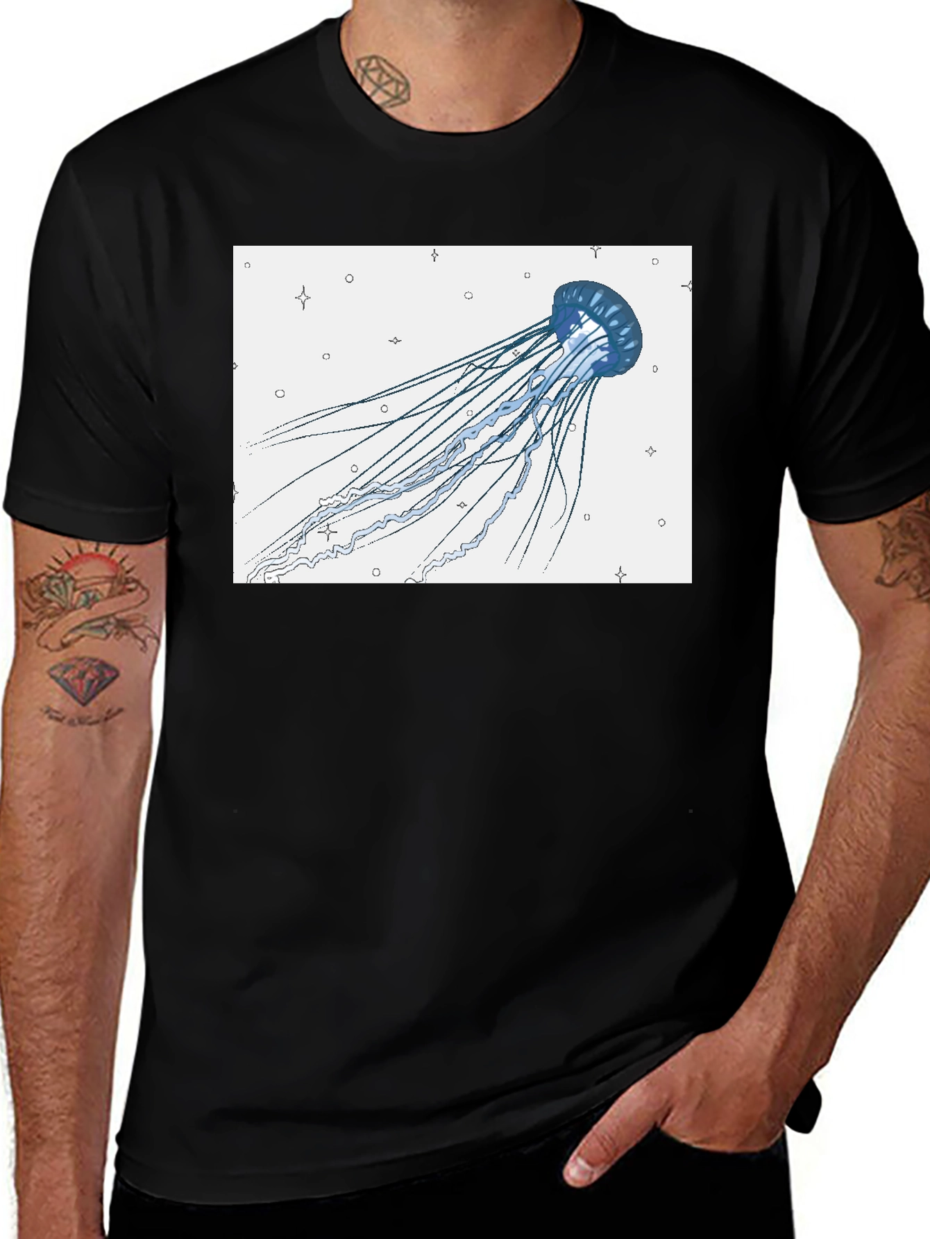 Variant 24 of Jellyfish Print Black T-Shirt