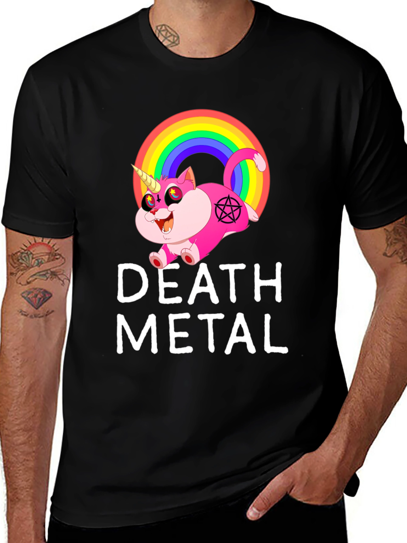 Variant 21 of Death Metal Unicorn Cat T-Shirt