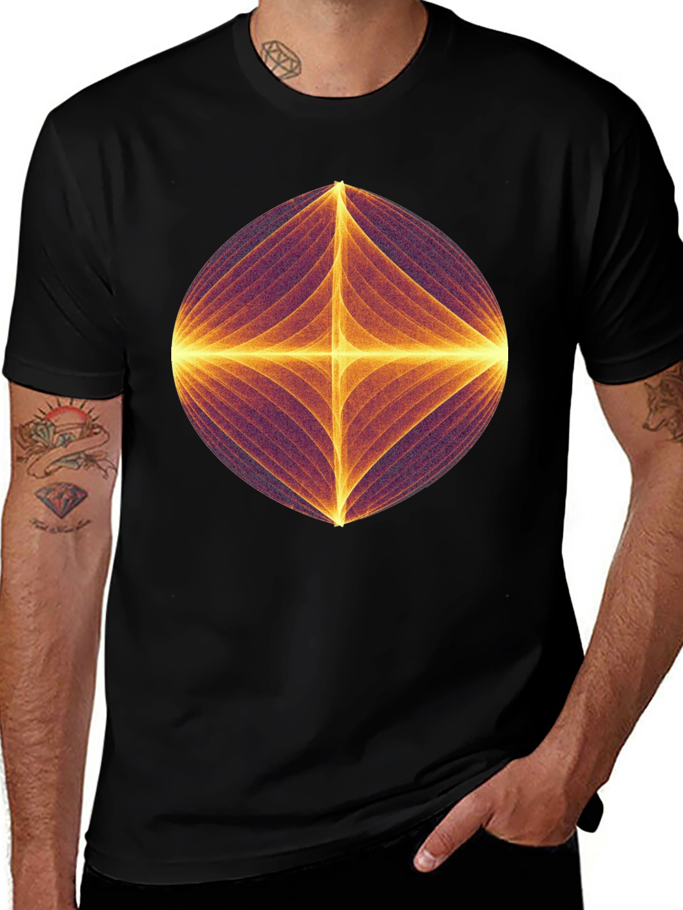 Variant 19 of Abstract Geometric Graphic Print Black T-Shirt