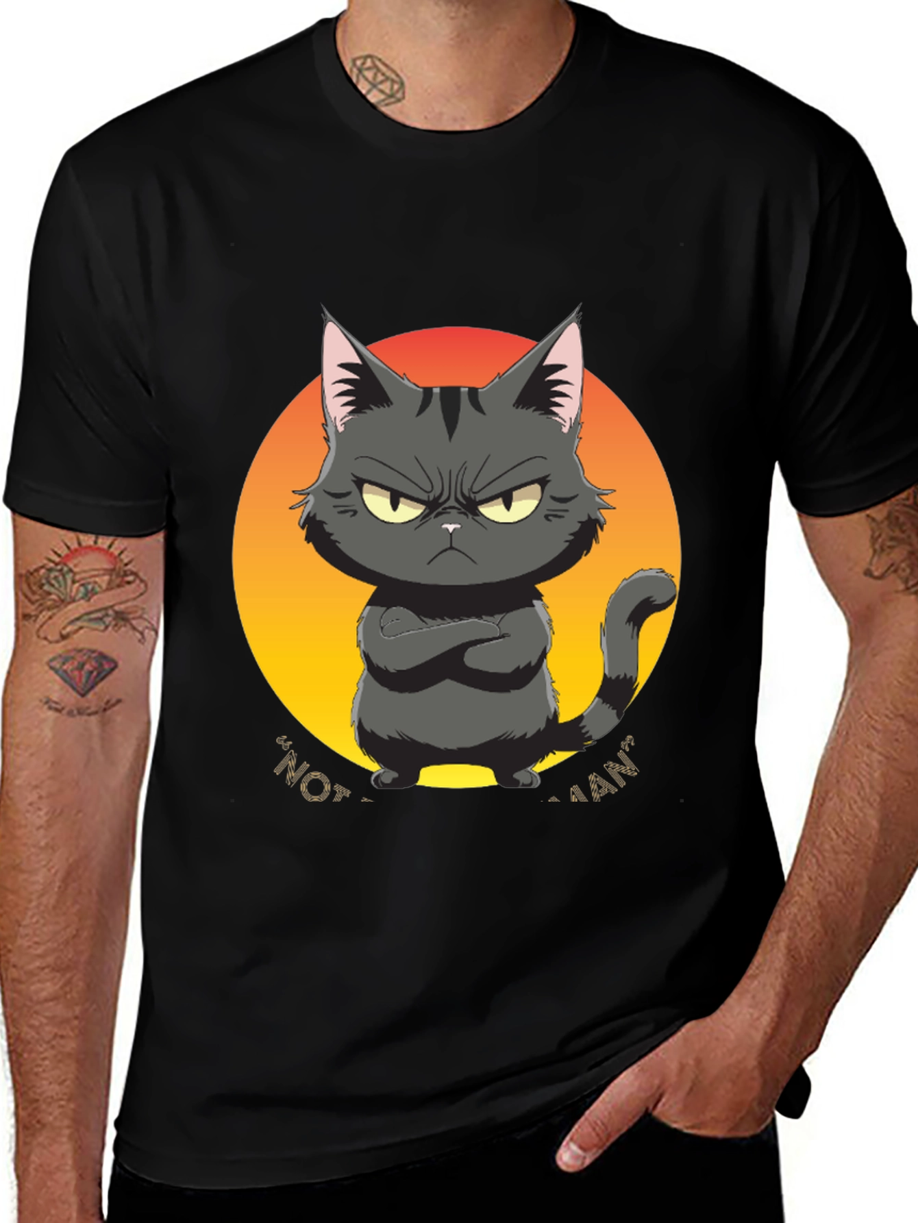 Variant 4 of Grumpy Cat Graphic Tee - "Not a Fan" Black T-Shirt