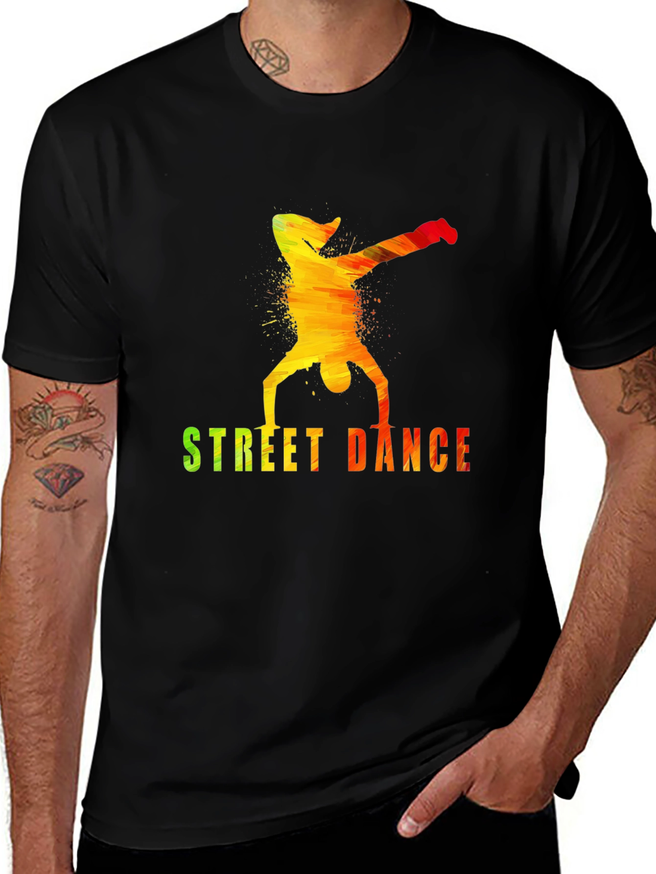 Variant 25 of Street Dance Graphic Tee - Stylish Men's Black T-Shirt