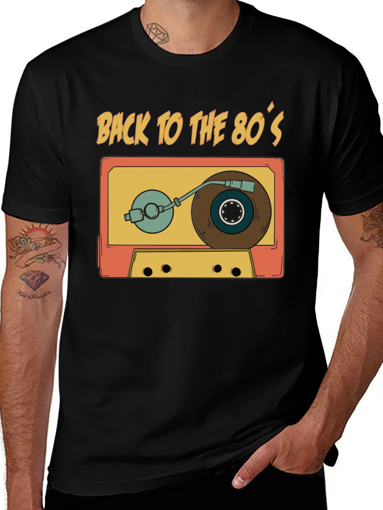 Variant 13 of Retro 80's Cassette Tape Turntable Graphic T-Shirt