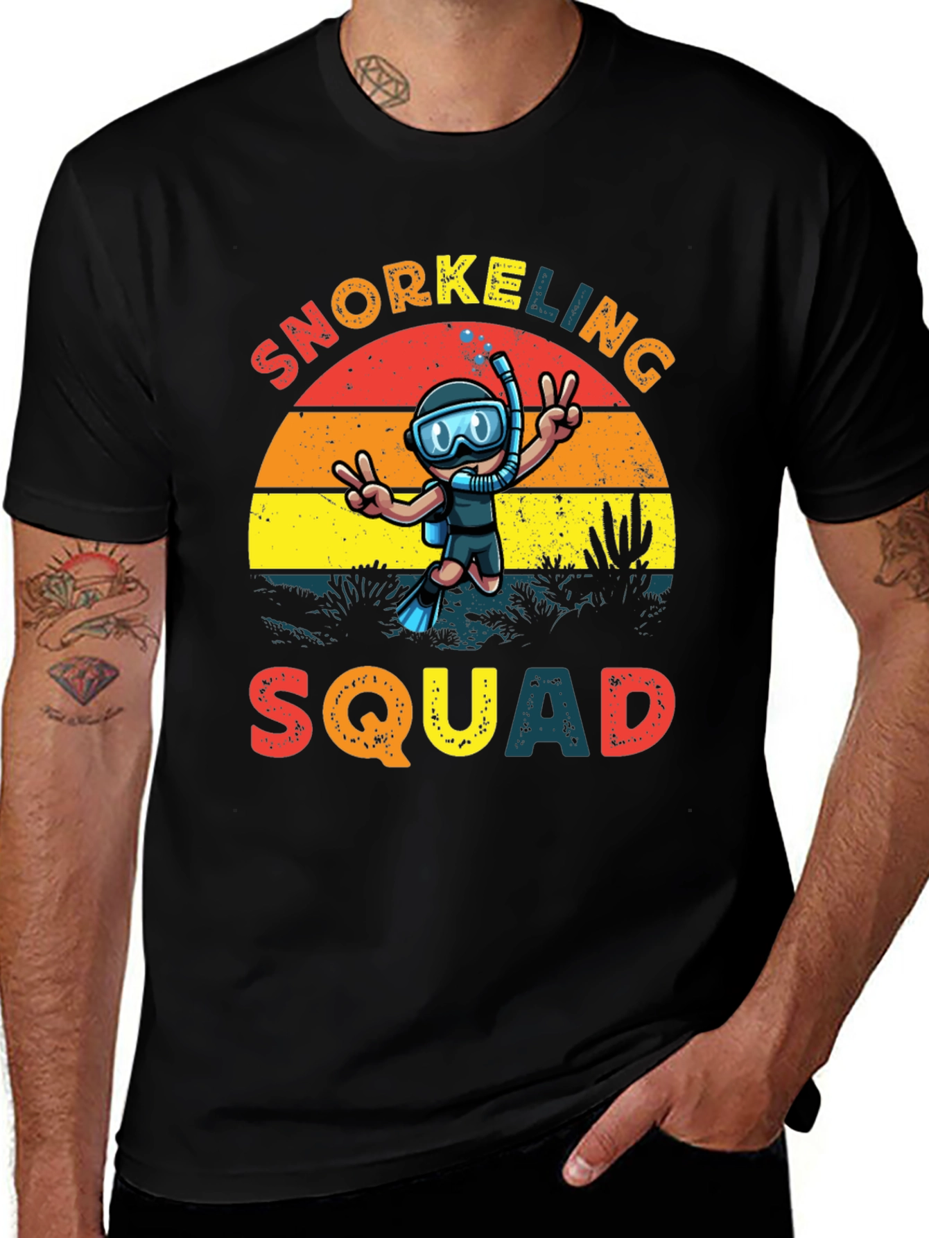 Variant 4 of Snorkeling Squad T-Shirt - Retro Diver Design