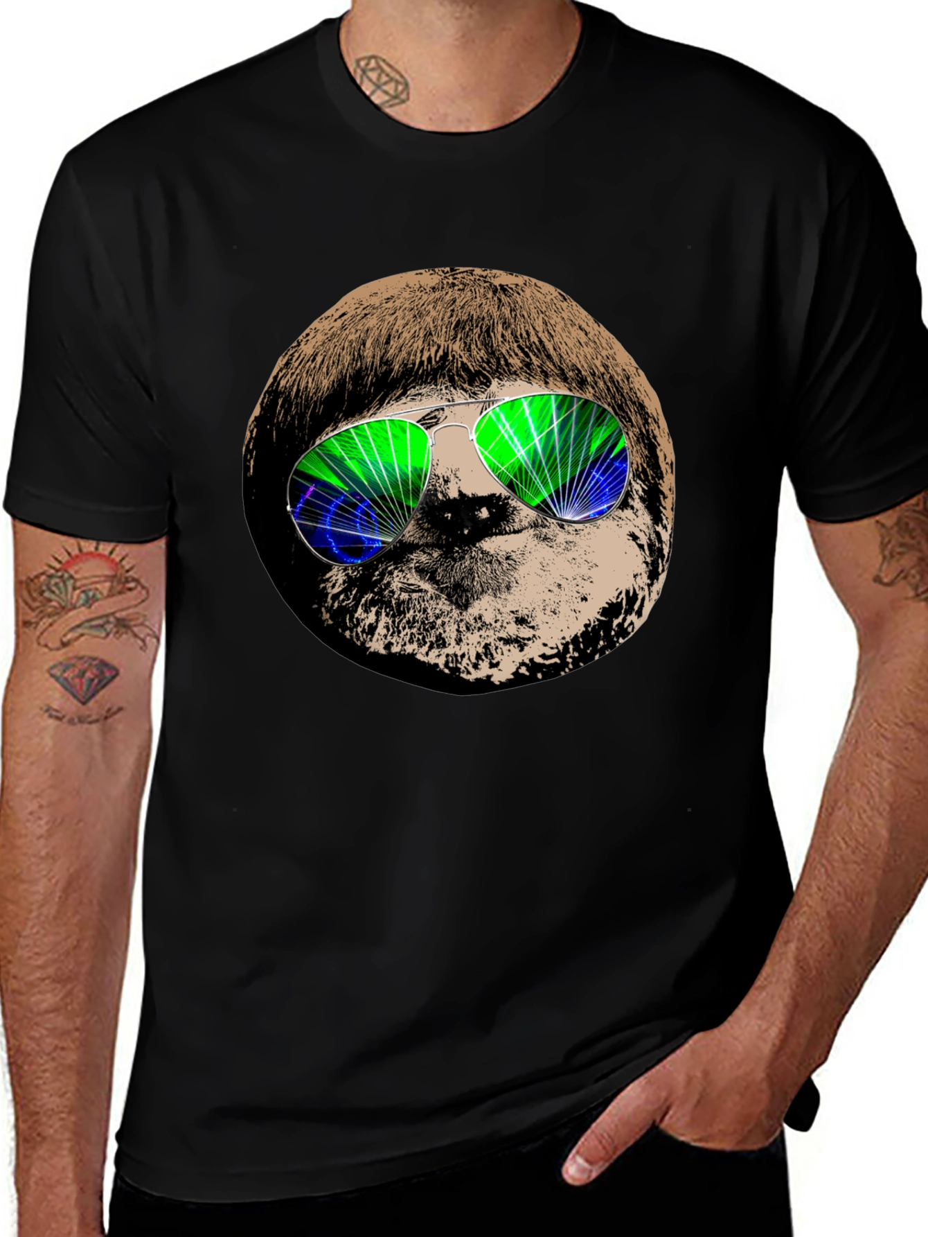 Variant 12 of Cool Sloth Graphic Tee - Unisex Black T-Shirt