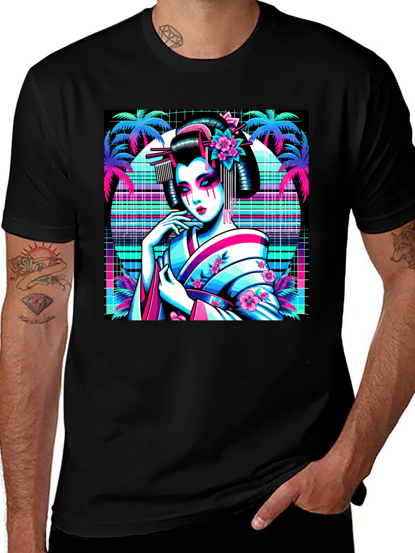 Variant 12 of Vaporwave Geisha T-Shirt - Synthwave Style Tee