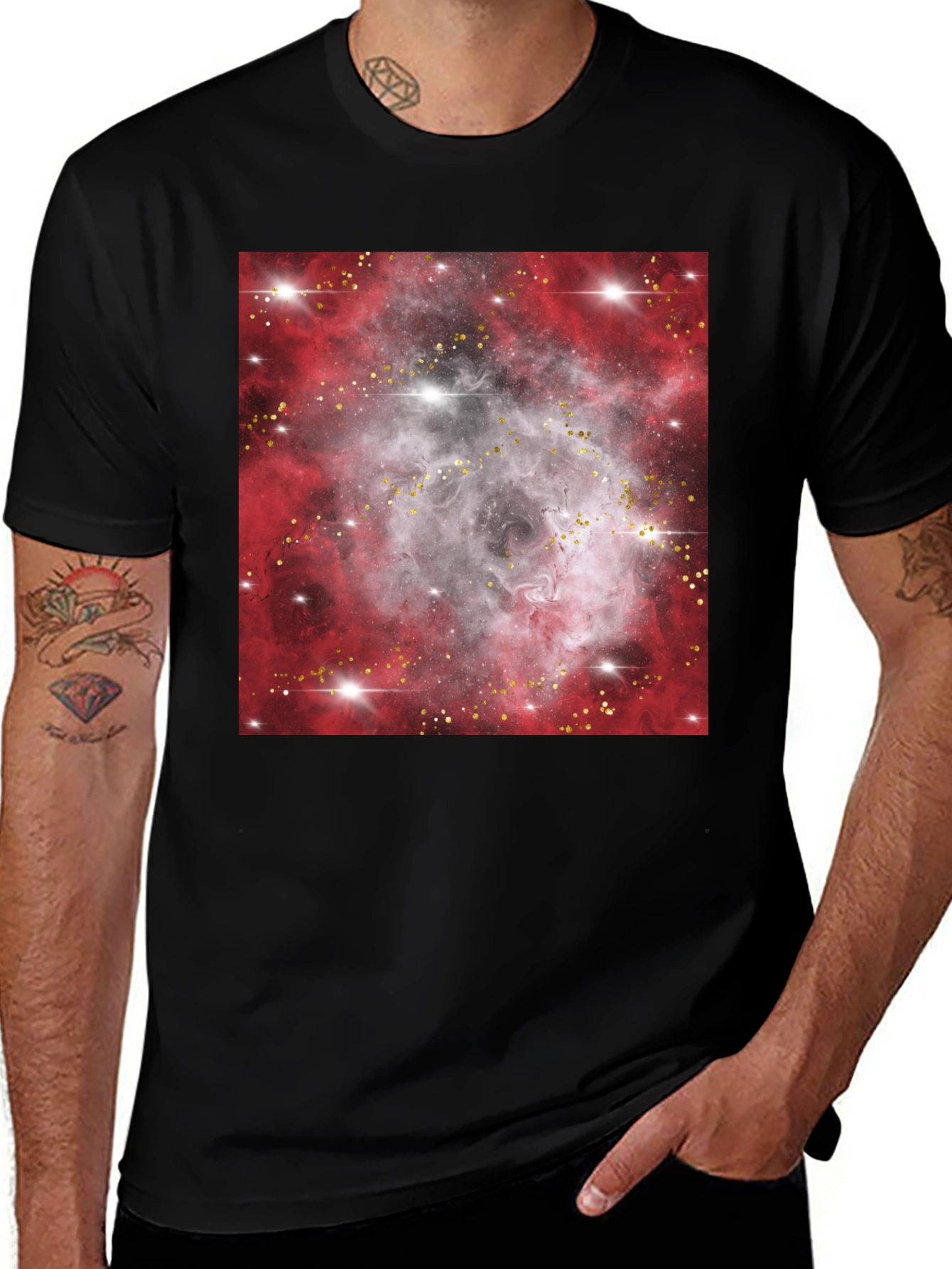 Variant 3 of Galaxy Nebula Print Black T-Shirt