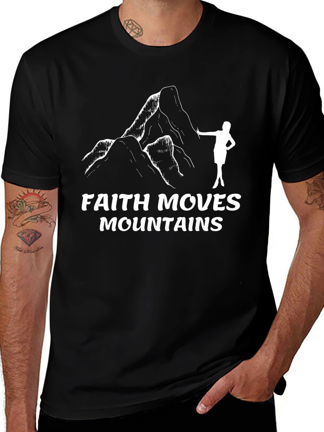 Variant 21 of Faith Moves Mountains Graphic Tee - Black