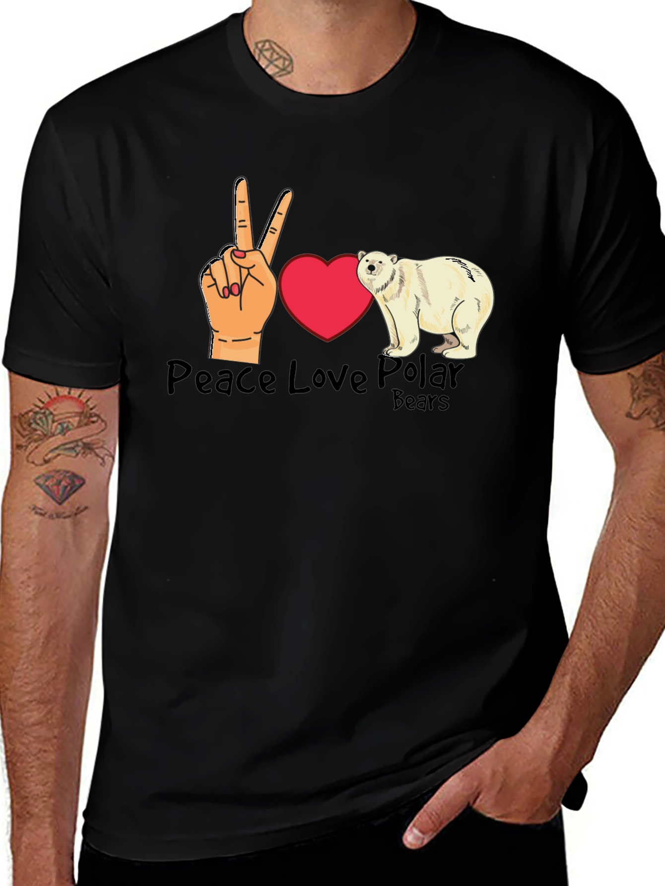 Variant 19 of Peace Love Polar Bears T-Shirt - Unisex Cotton Tee