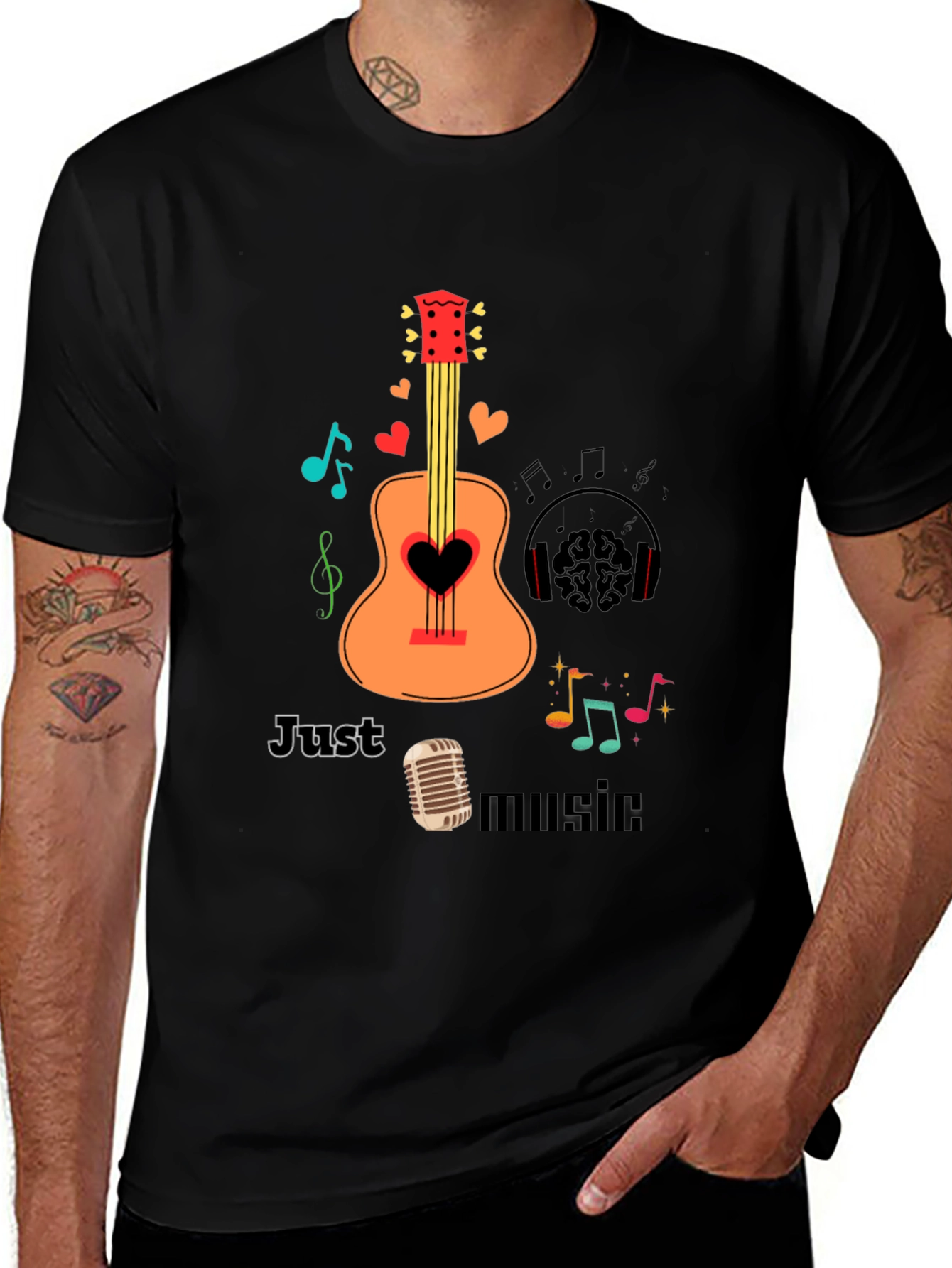 Variant 25 of Music Lover's T-Shirt - Guitar, Microphone, and Headphones Design