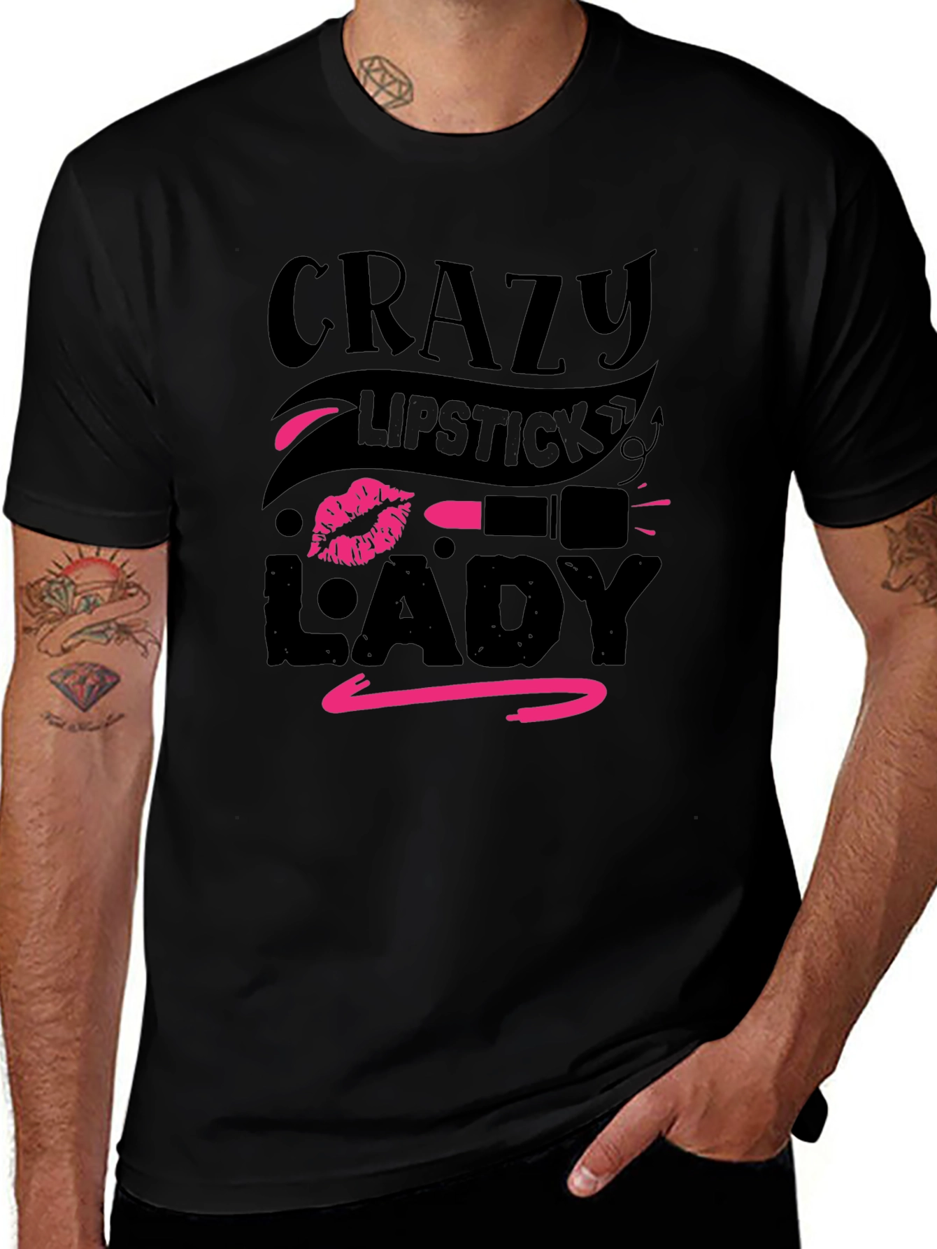 Black Crazy Lipstick Lady Graphic Tee - Black main image