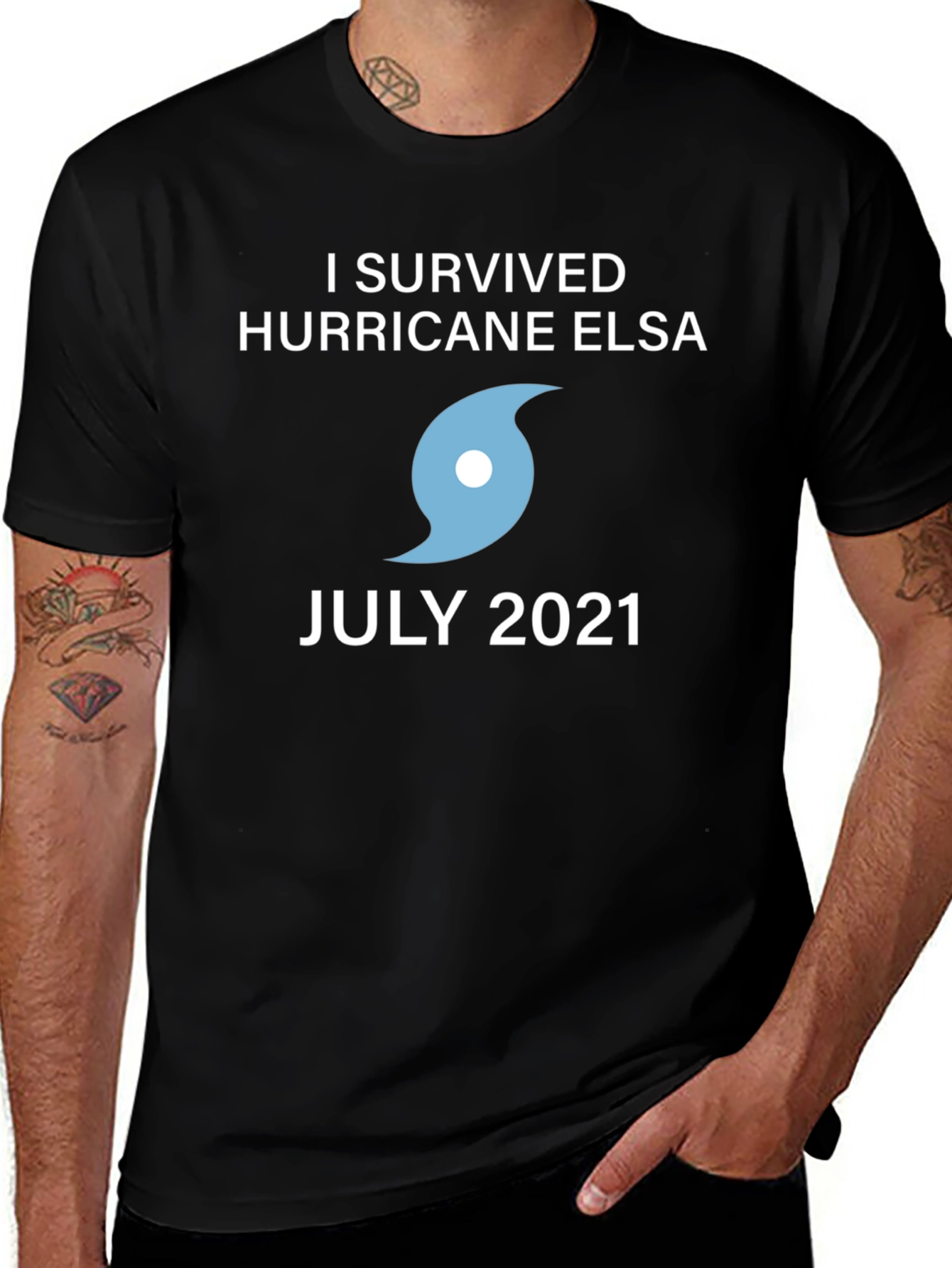 Black I Survived Hurricane Elsa T-Shirt main image