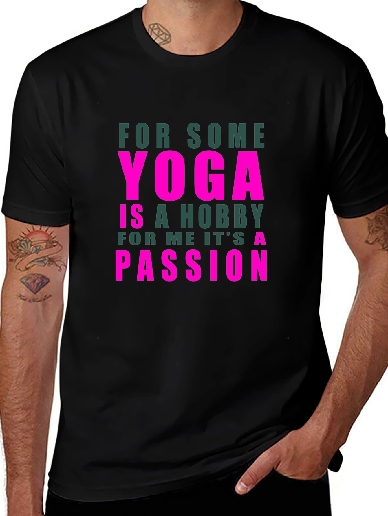 Variant 27 of Yoga Passion T-Shirt - Black Cotton Tee