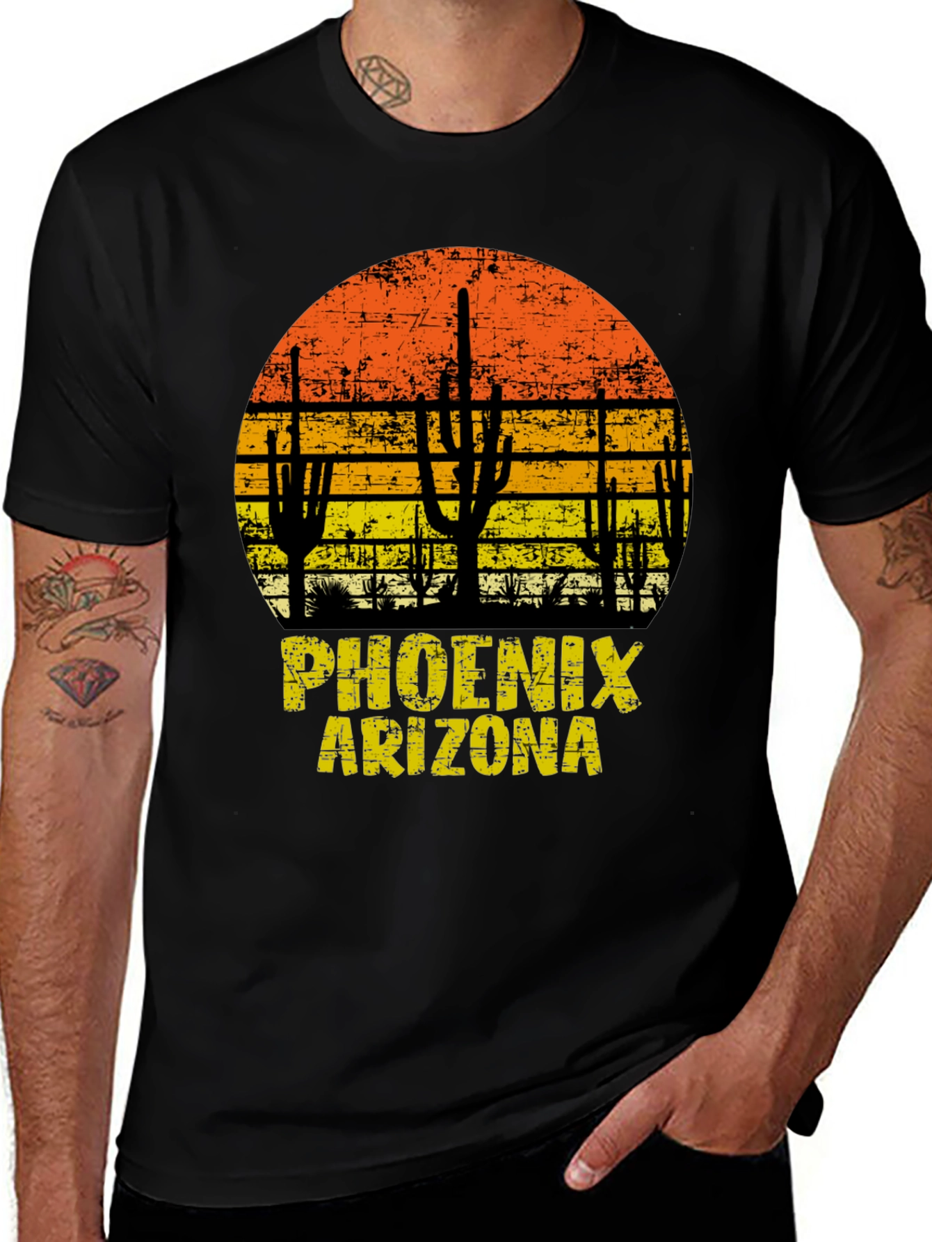 Variant 26 of Phoenix Arizona T-Shirt Sunset Cactus Graphic Tee