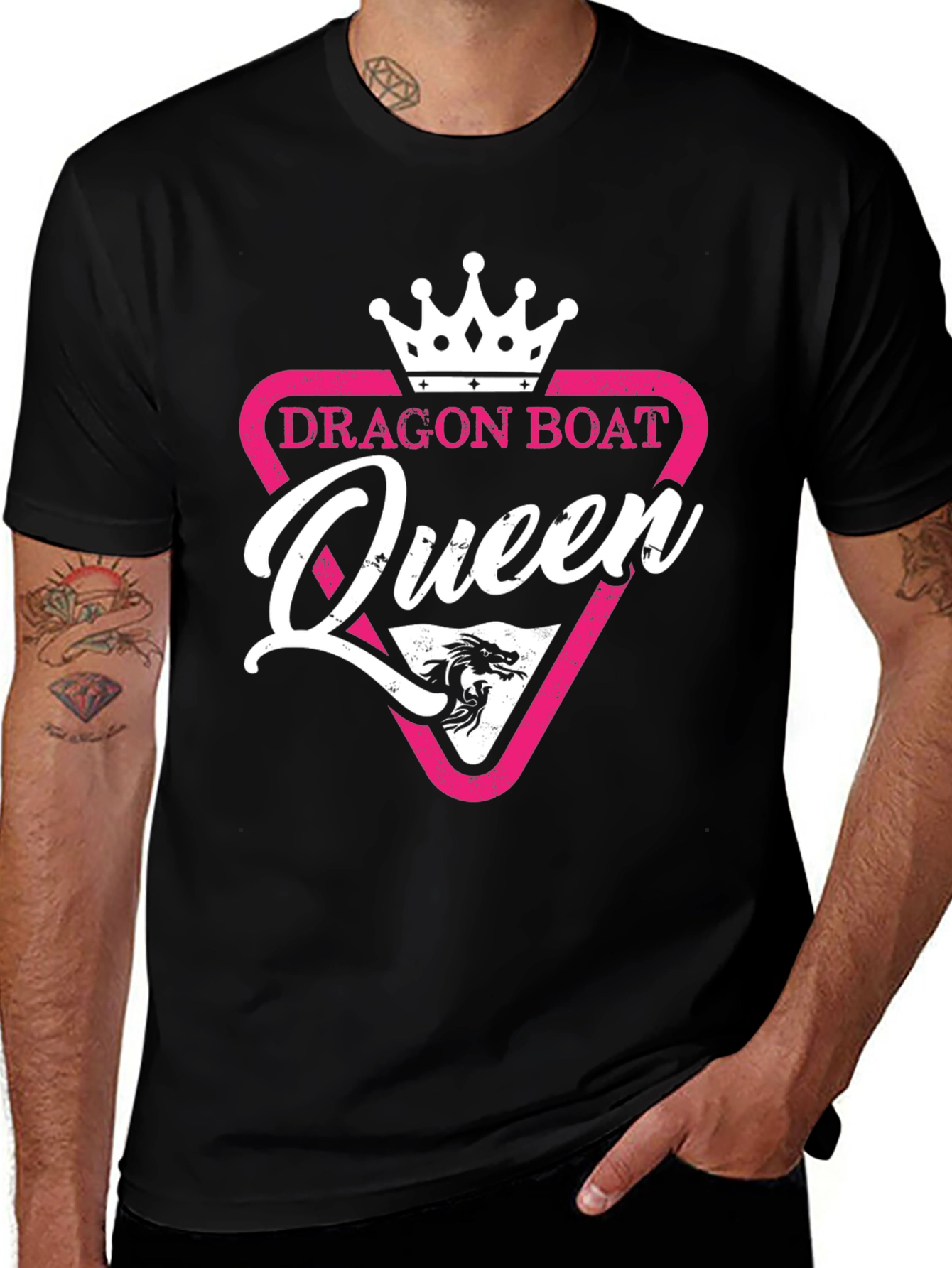Variant 4 of Dragon Boat Queen T-Shirt - Black Crew Neck