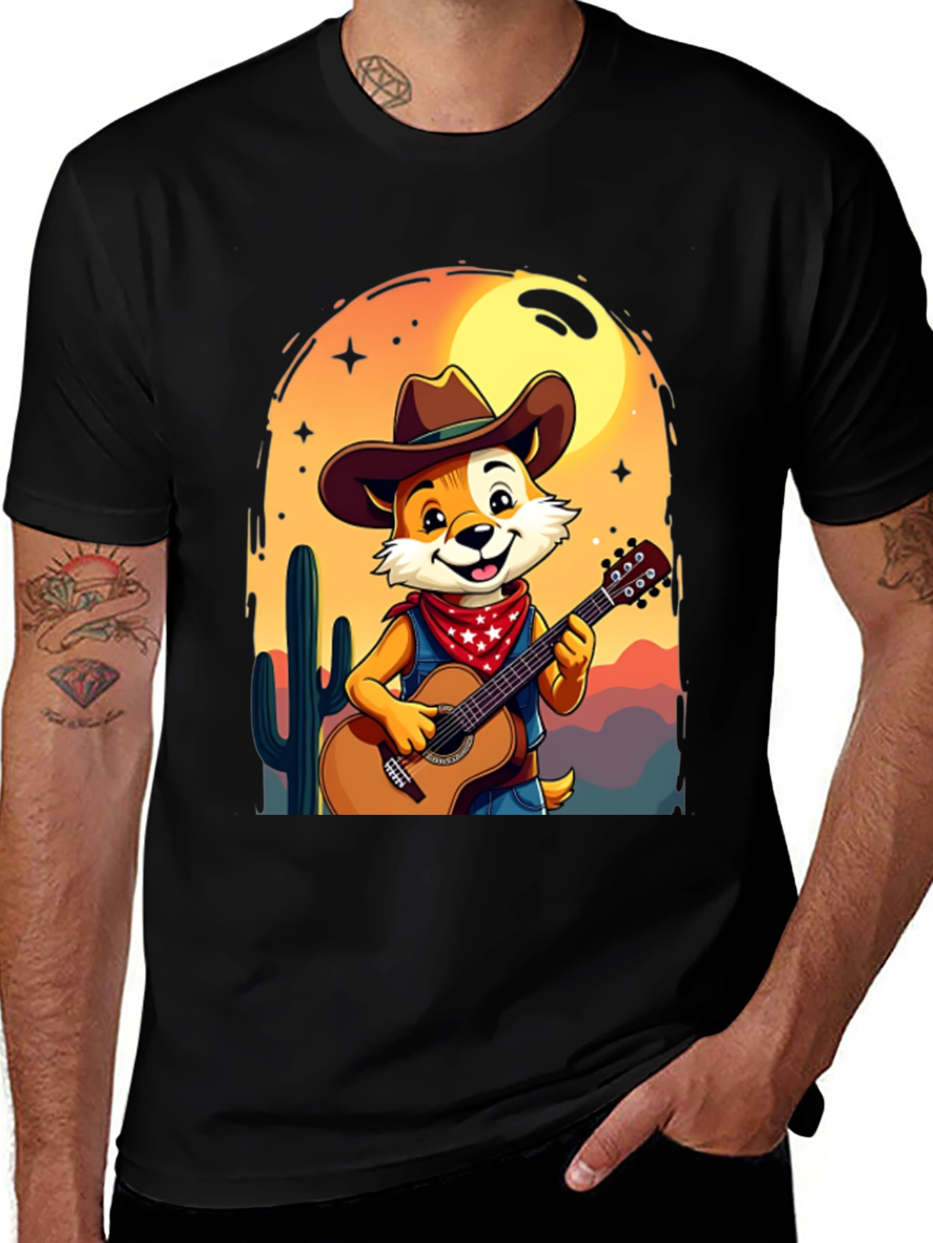 Variant 12 of Cartoon Fox Guitar T-Shirt