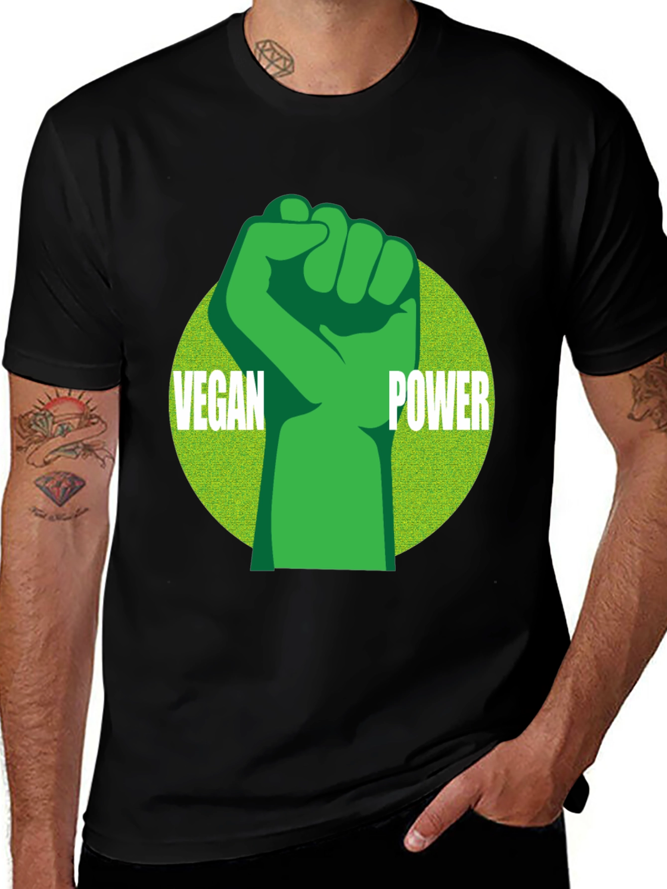 Variant 11 of Vegan Power T-Shirt - Green Fist Graphic Tee