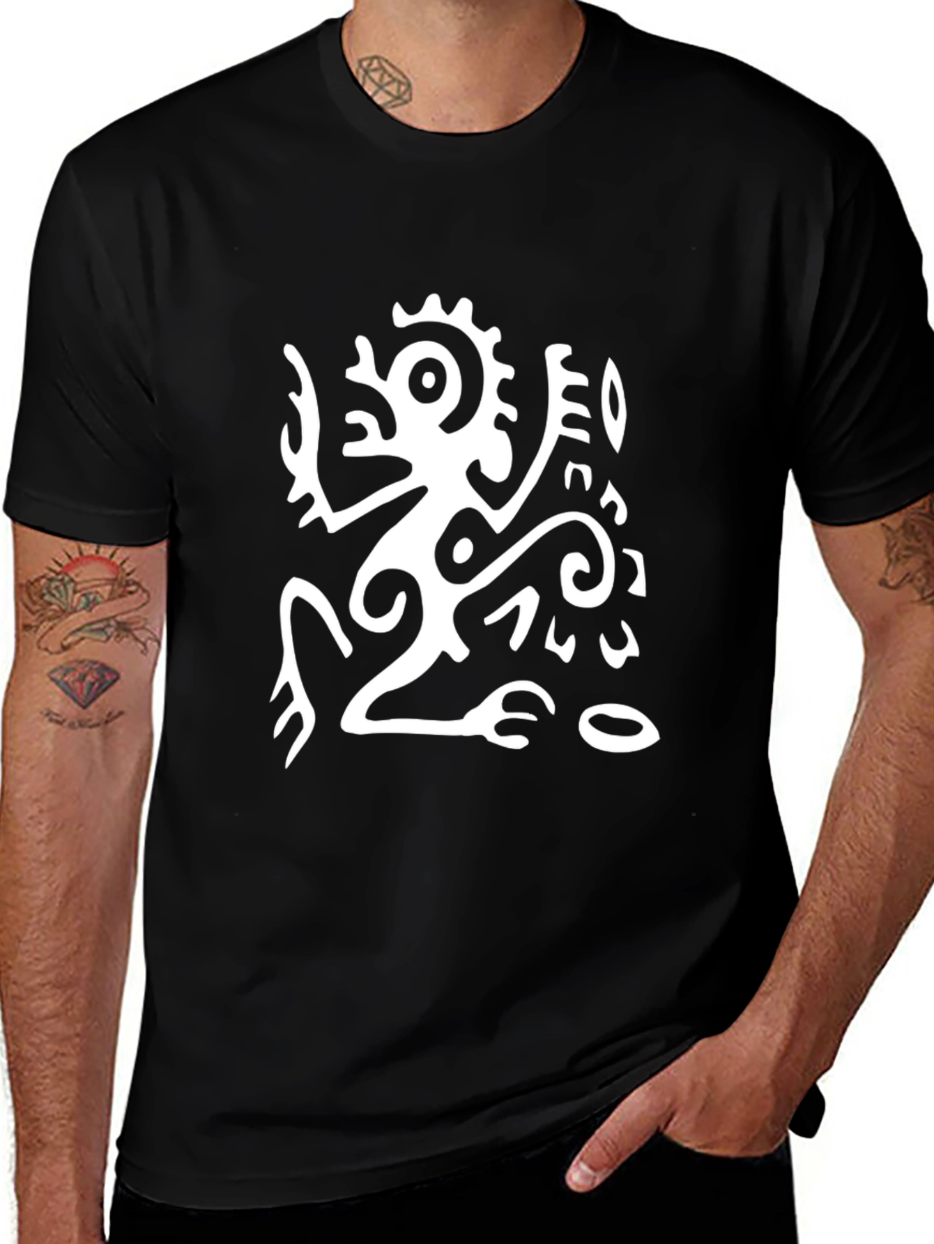 Variant 27 of Tribal Art Graphic Tee - Black