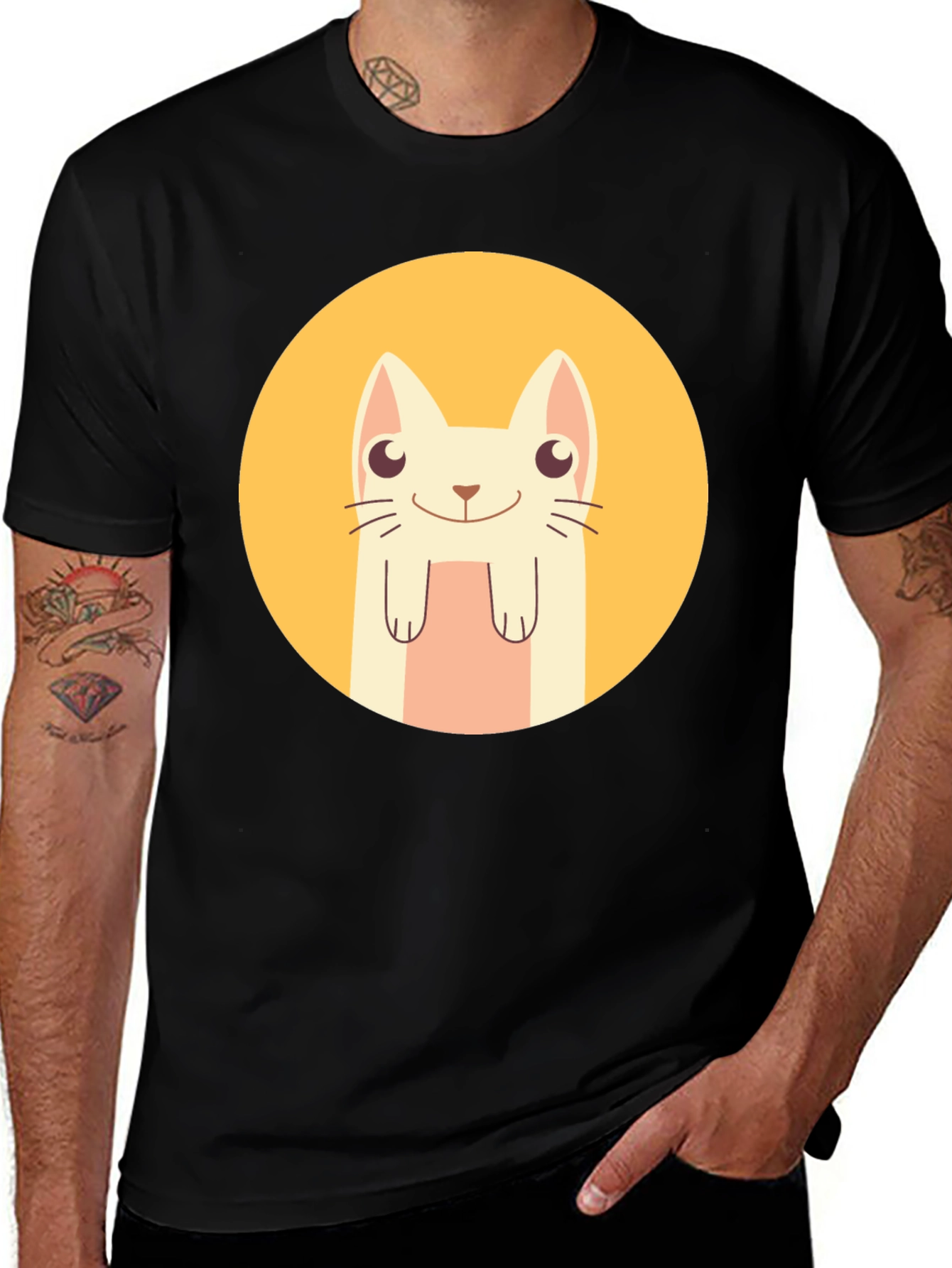 Variant 17 of Cute Cat Graphic Tee - Black T-Shirt
