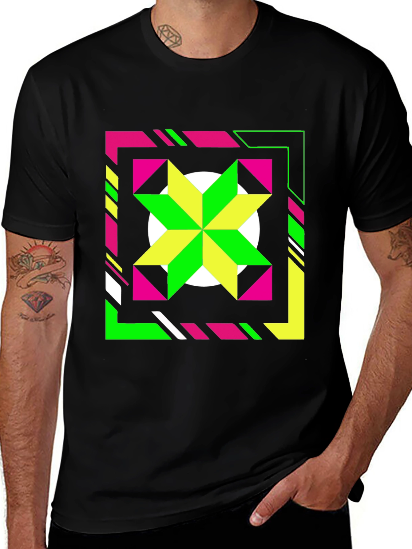 Variant 22 of Geometric Starburst Graphic Tee - Black