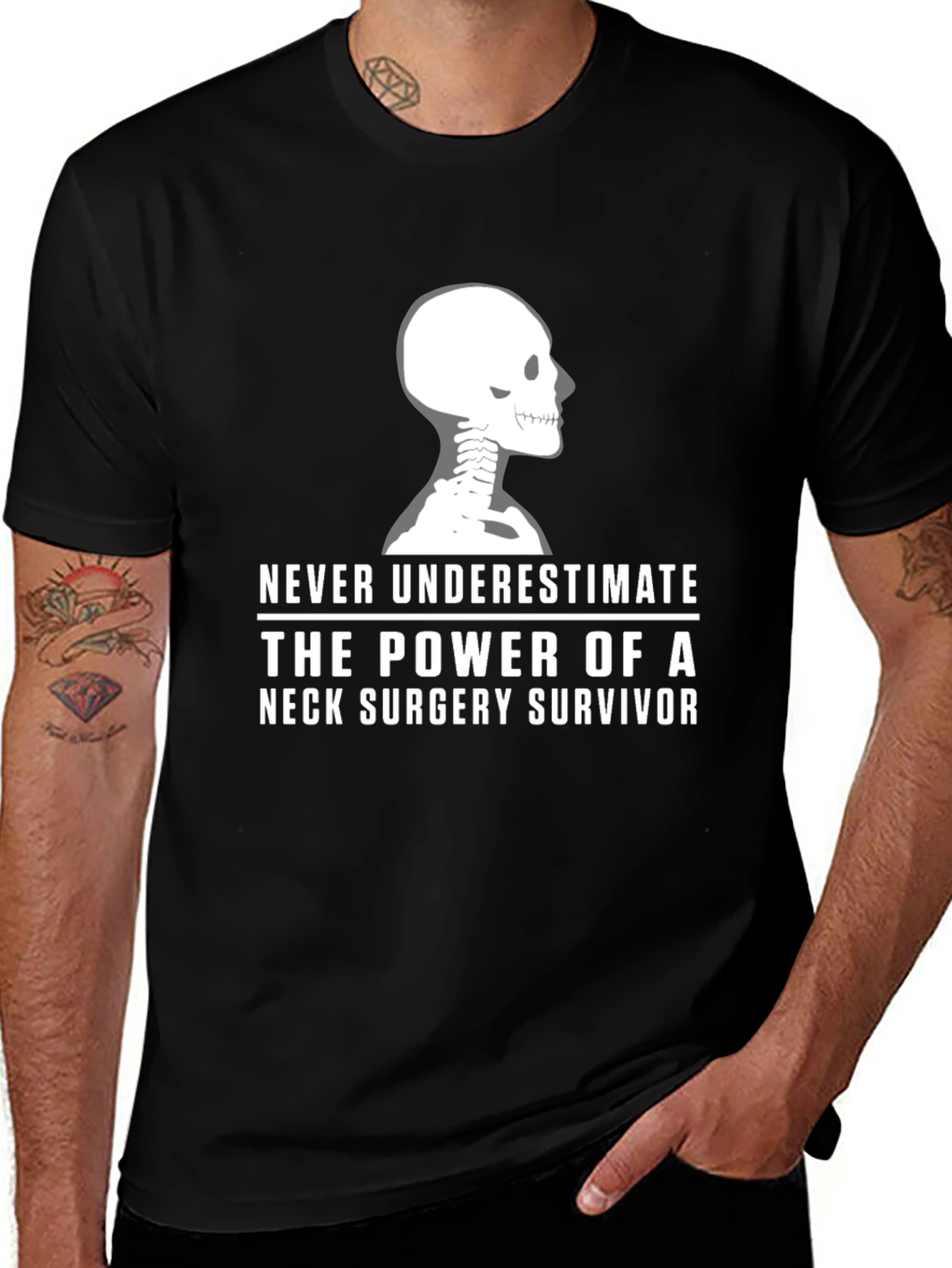 Variant 29 of Neck Surgery Survivor T-Shirt - Skeleton Design