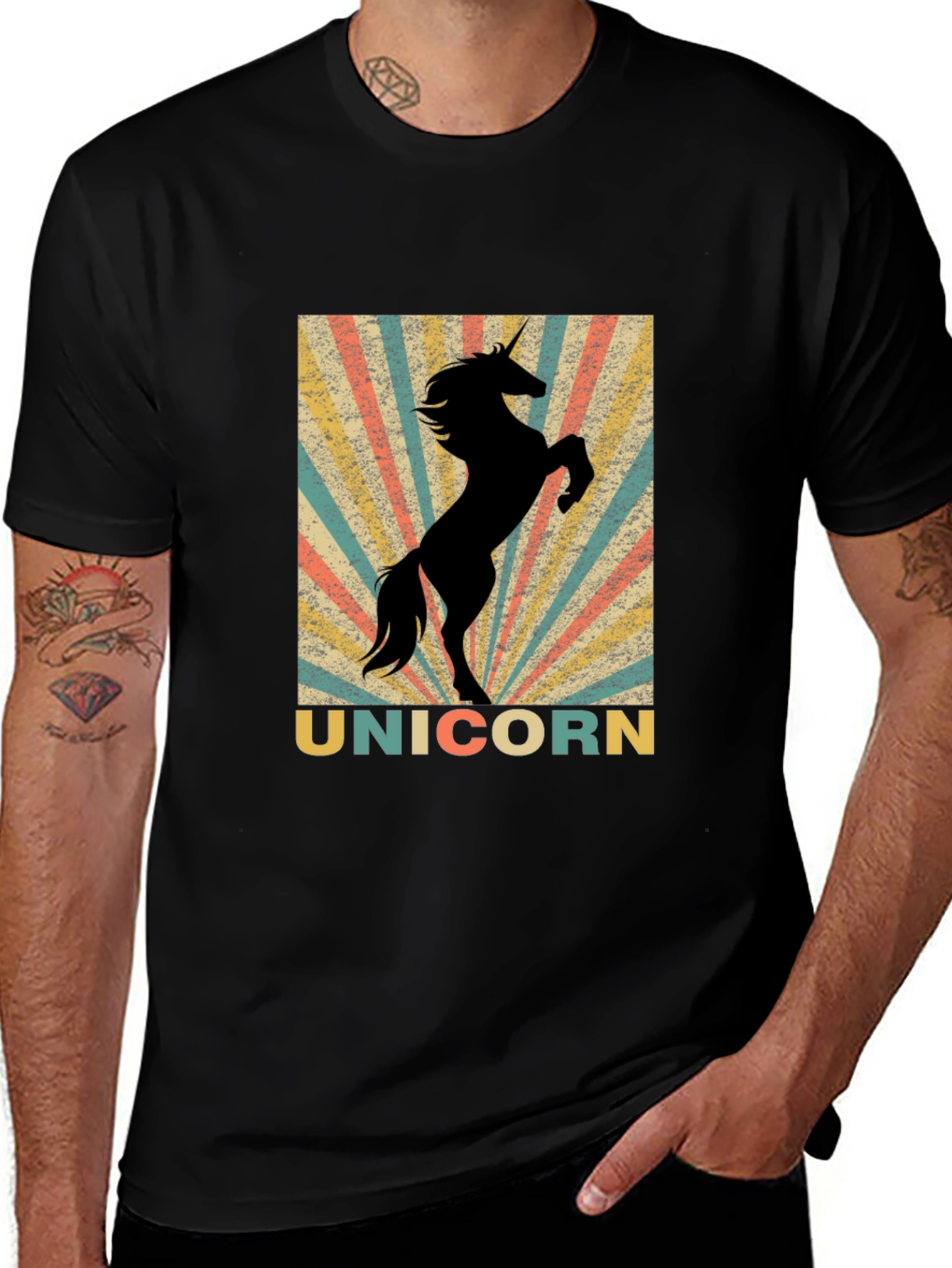 Variant 24 of Vintage Unicorn Graphic Tee - Retro Style Black T-Shirt