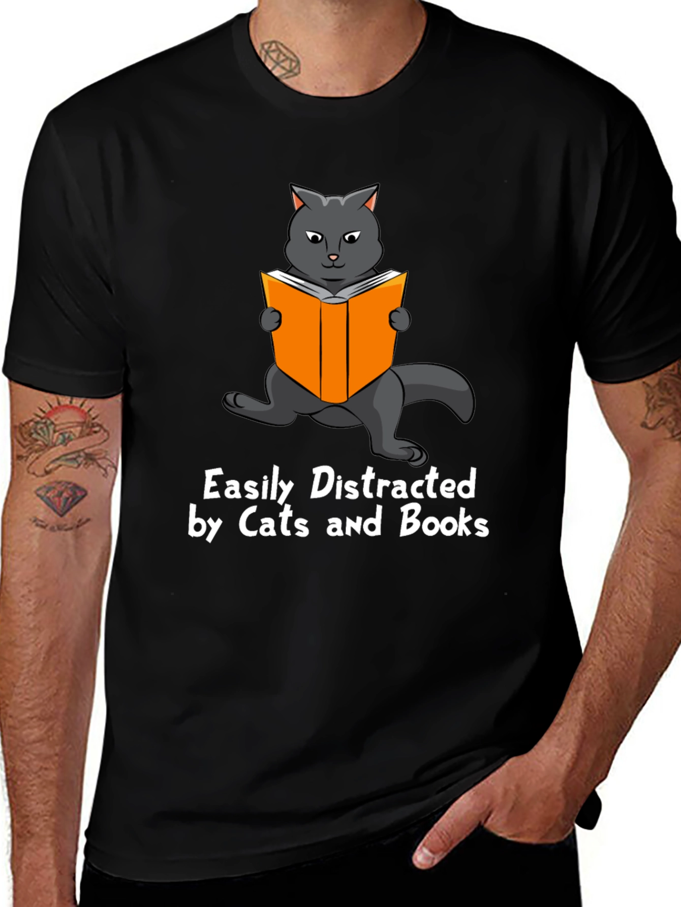 Variant 5 of Easily Distracted By Cats and Books T-Shirt
