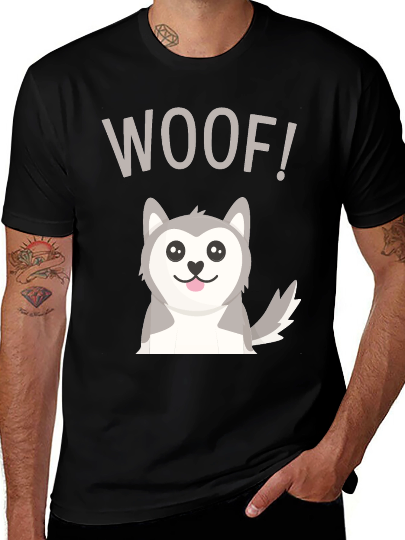 Variant 5 of Woof! Cute Husky Graphic T-Shirt - Soft Cotton Blend