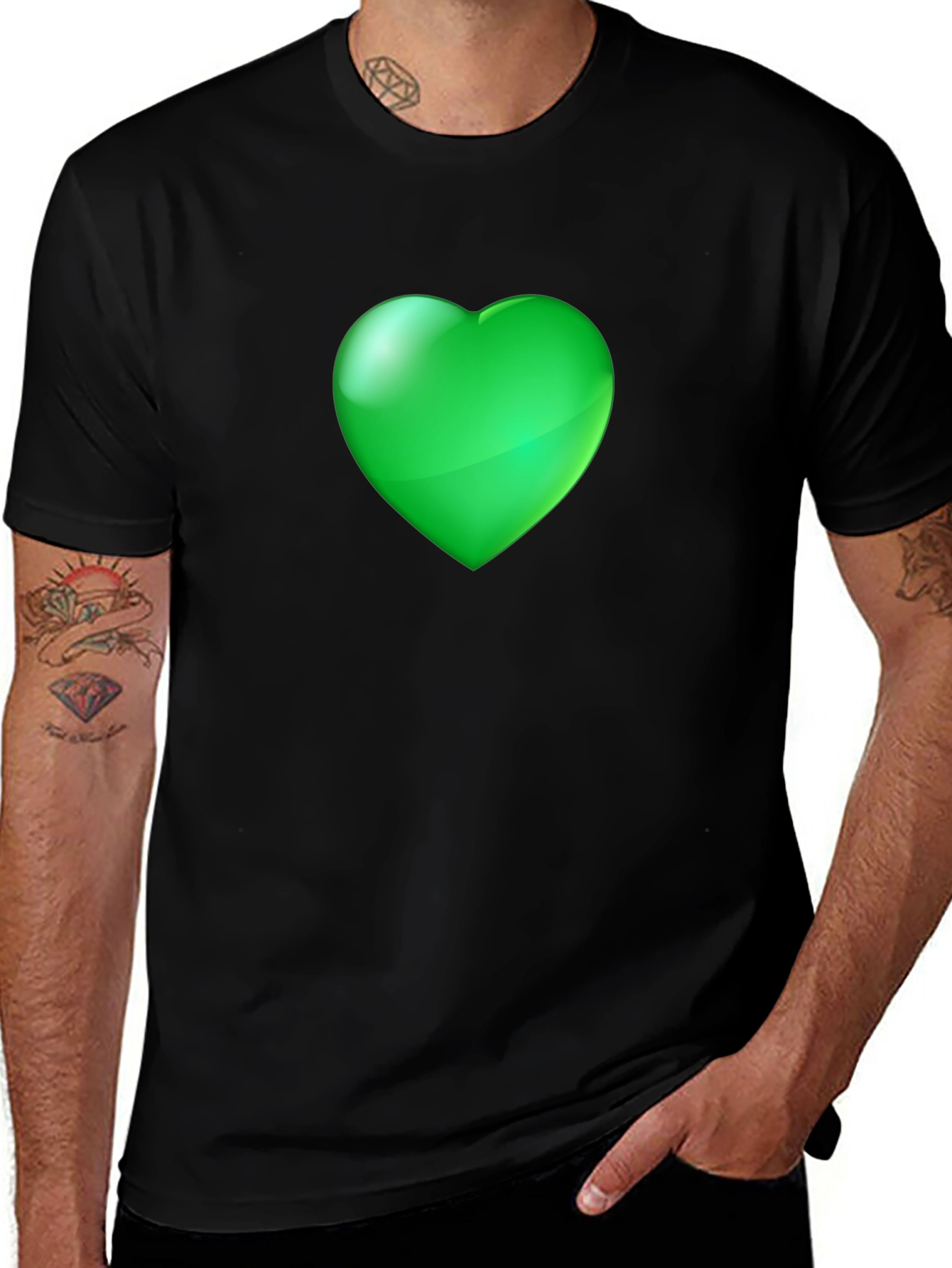 Variant 3 of Green Heart Graphic Black Tee