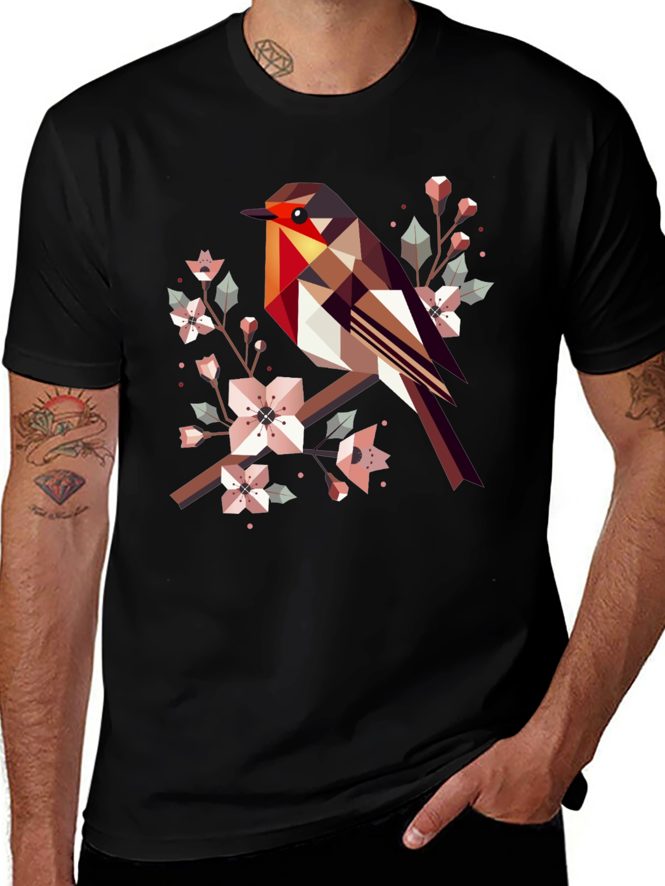 Variant 9 of Geometric Bird Graphic Tee - Trendy Menswear