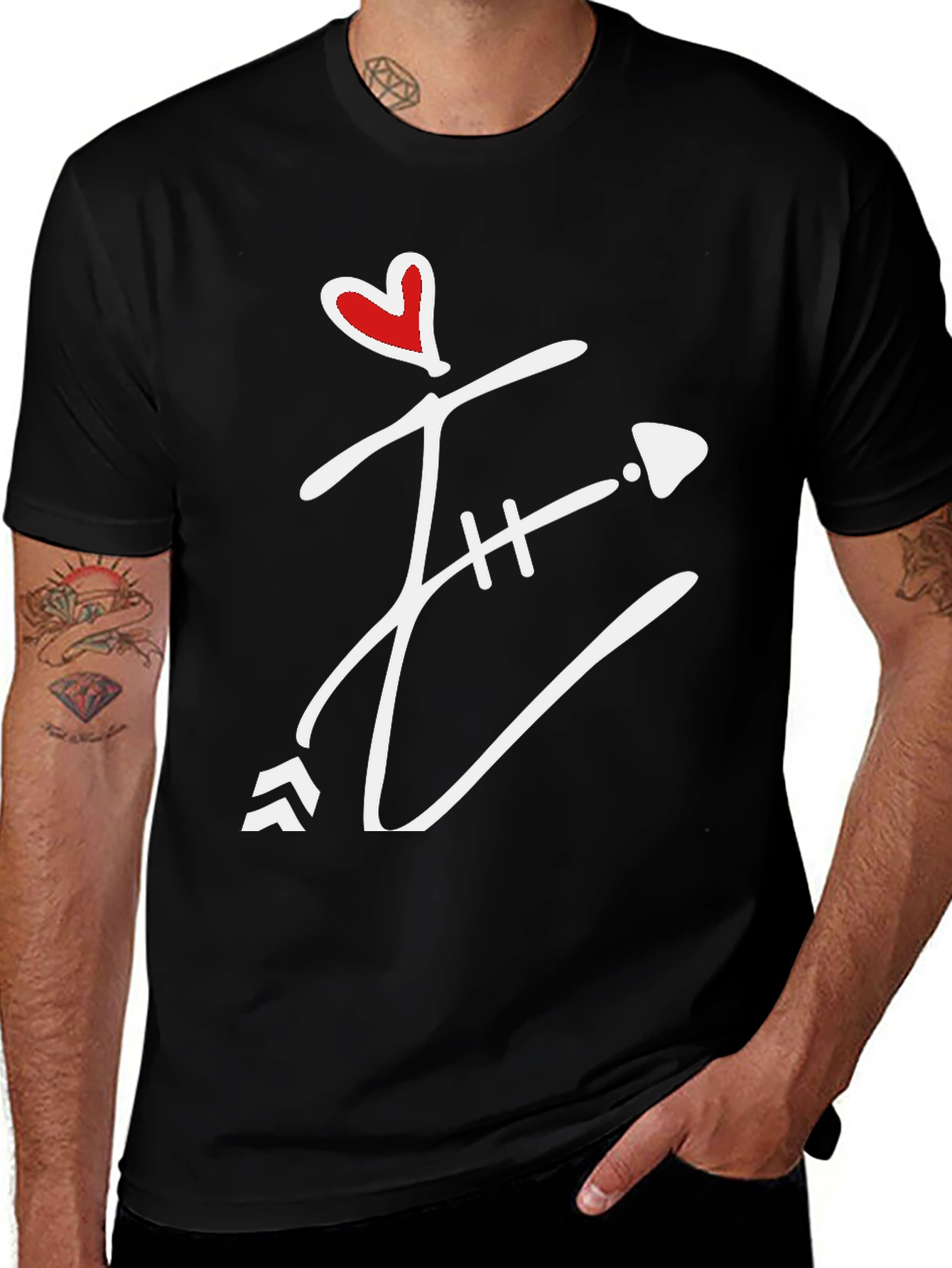 Variant 23 of Heart Arrow Graphic Tee - Men's Black T-Shirt
