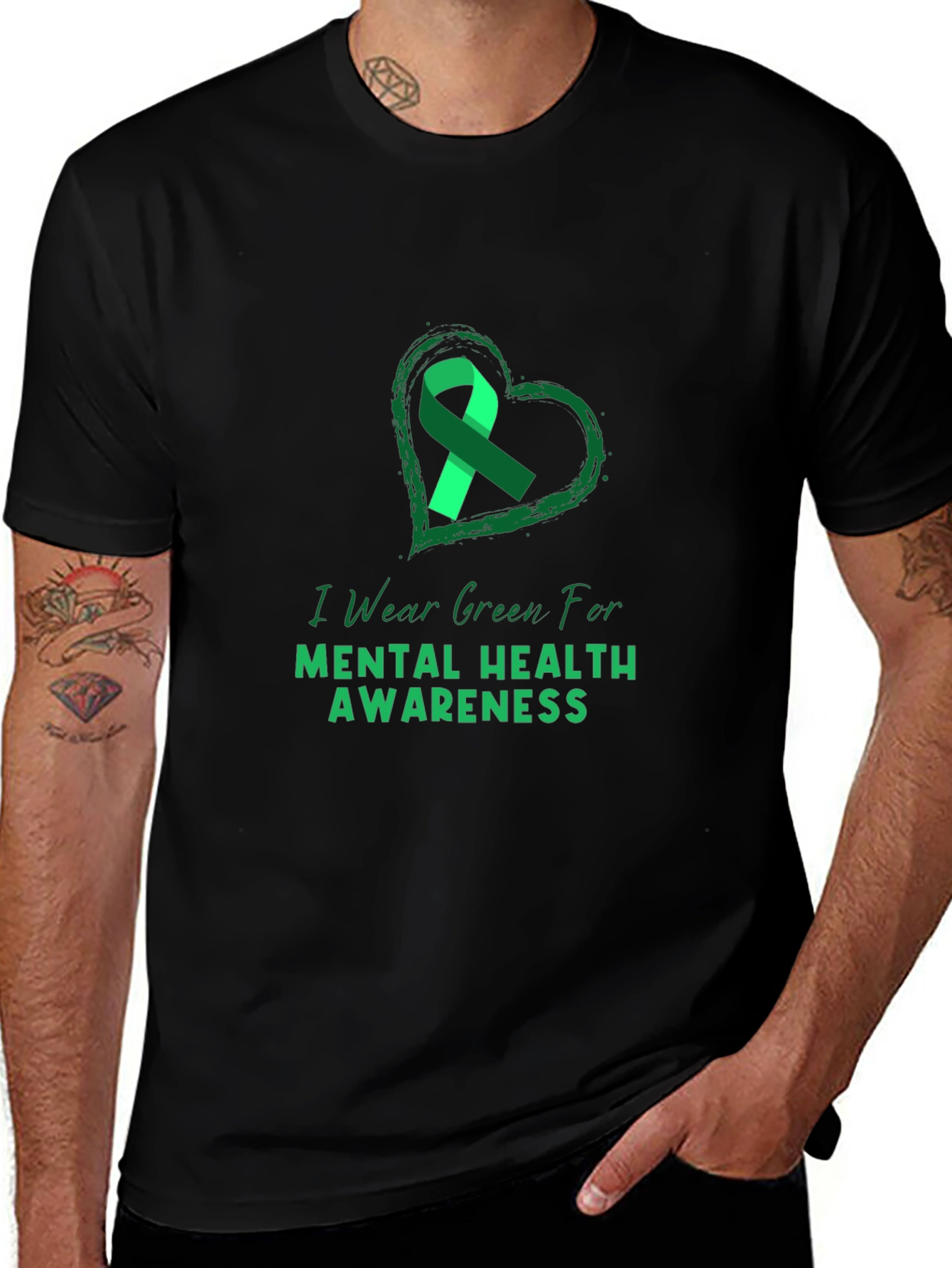 Variant 23 of Green Ribbon Mental Health Awareness T-Shirt