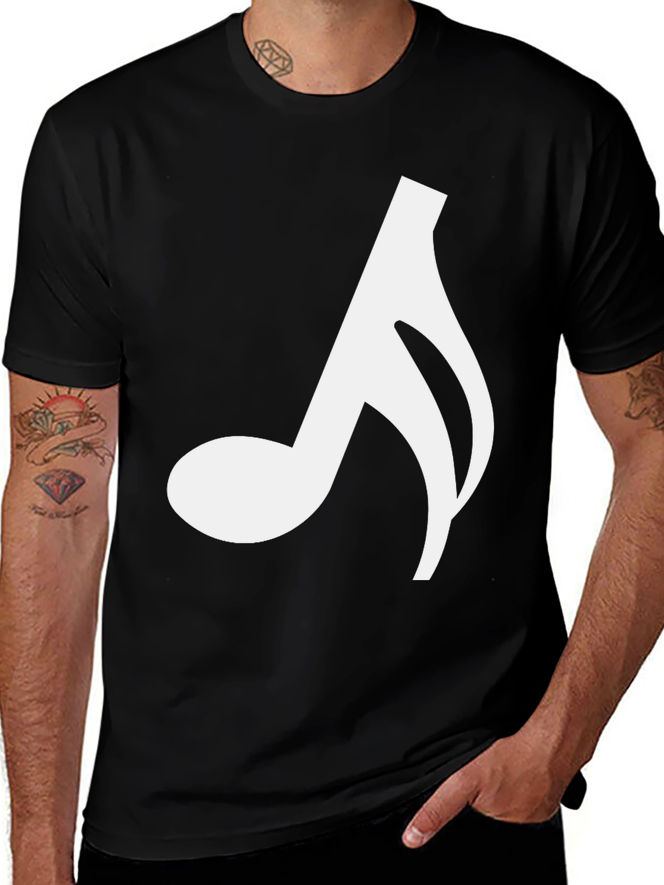 Variant 25 of Music Note Graphic Tee - Stylish Black T-Shirt