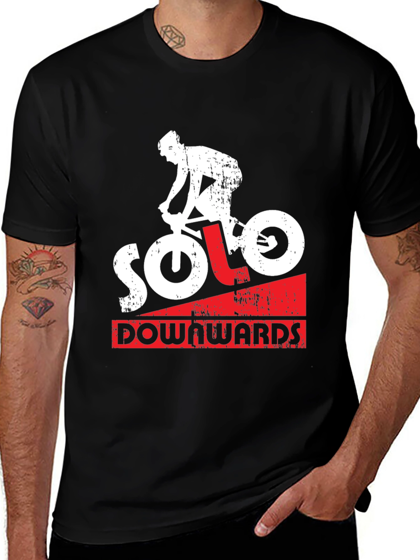 Variant 8 of Solo Downwards Graphic Tee - Mountain Bike Design