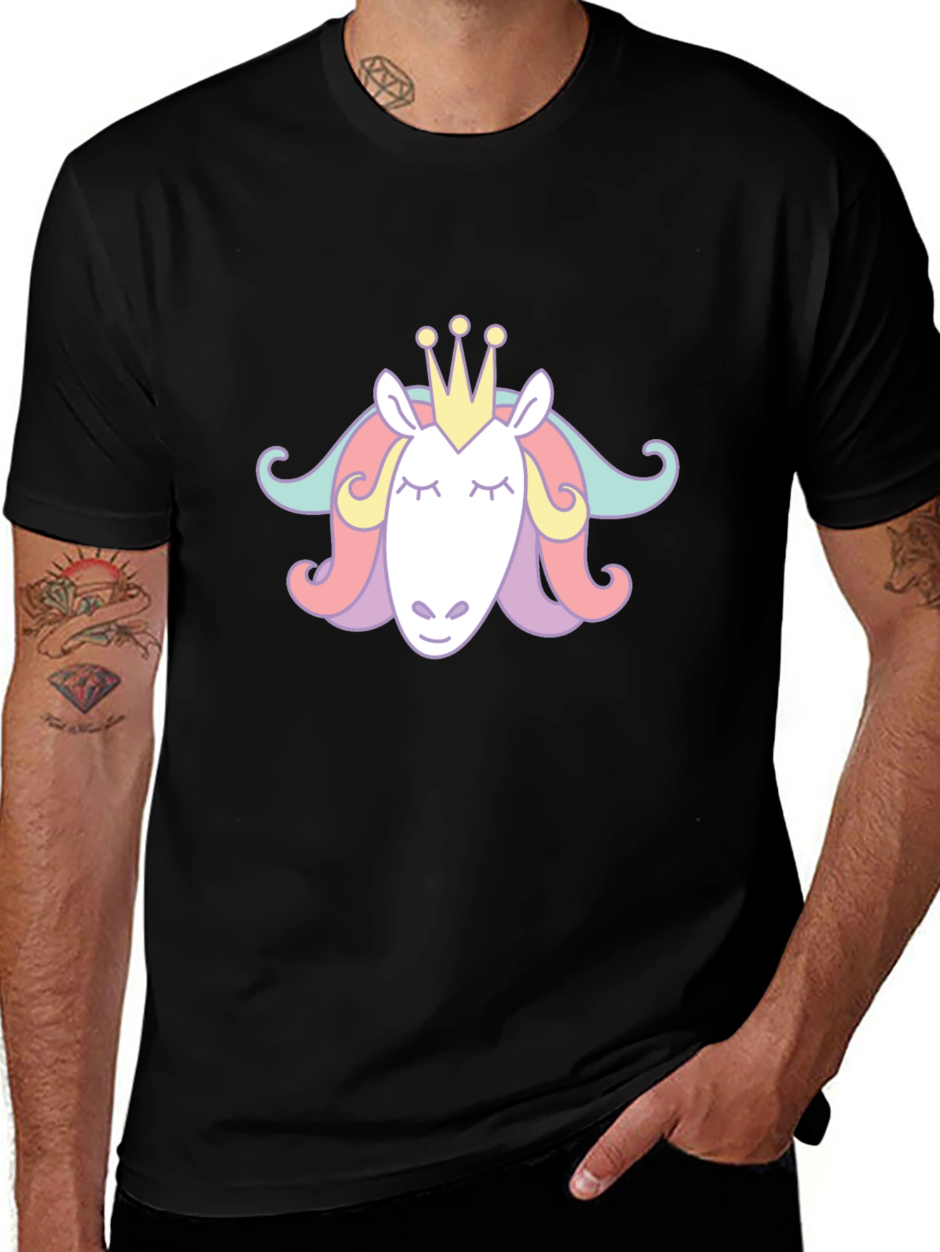 Variant 29 of Unicorn Crown Graphic Tee - Black