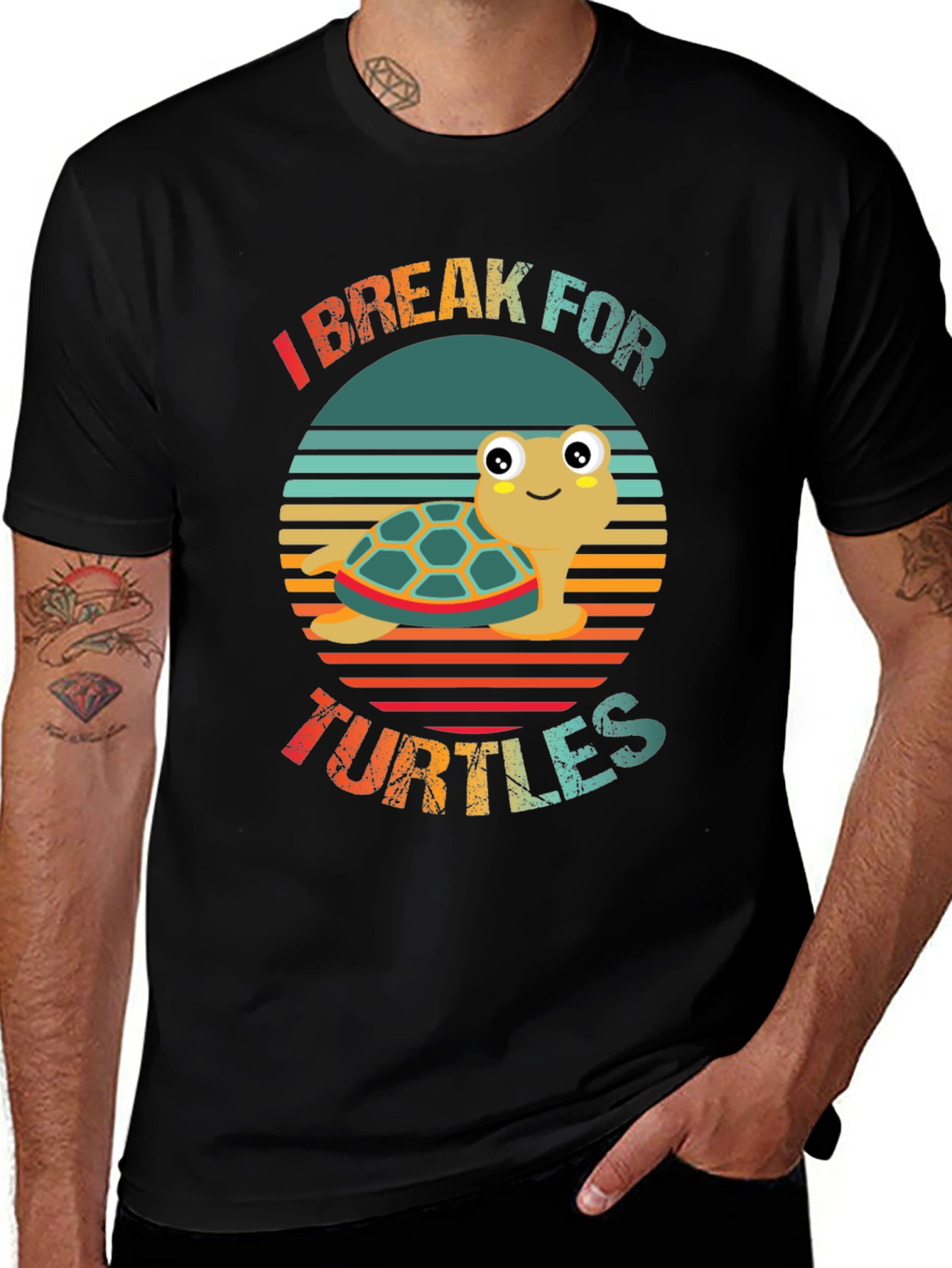 Variant 26 of I Break For Turtles T-Shirt - Retro Turtle Graphic Tee